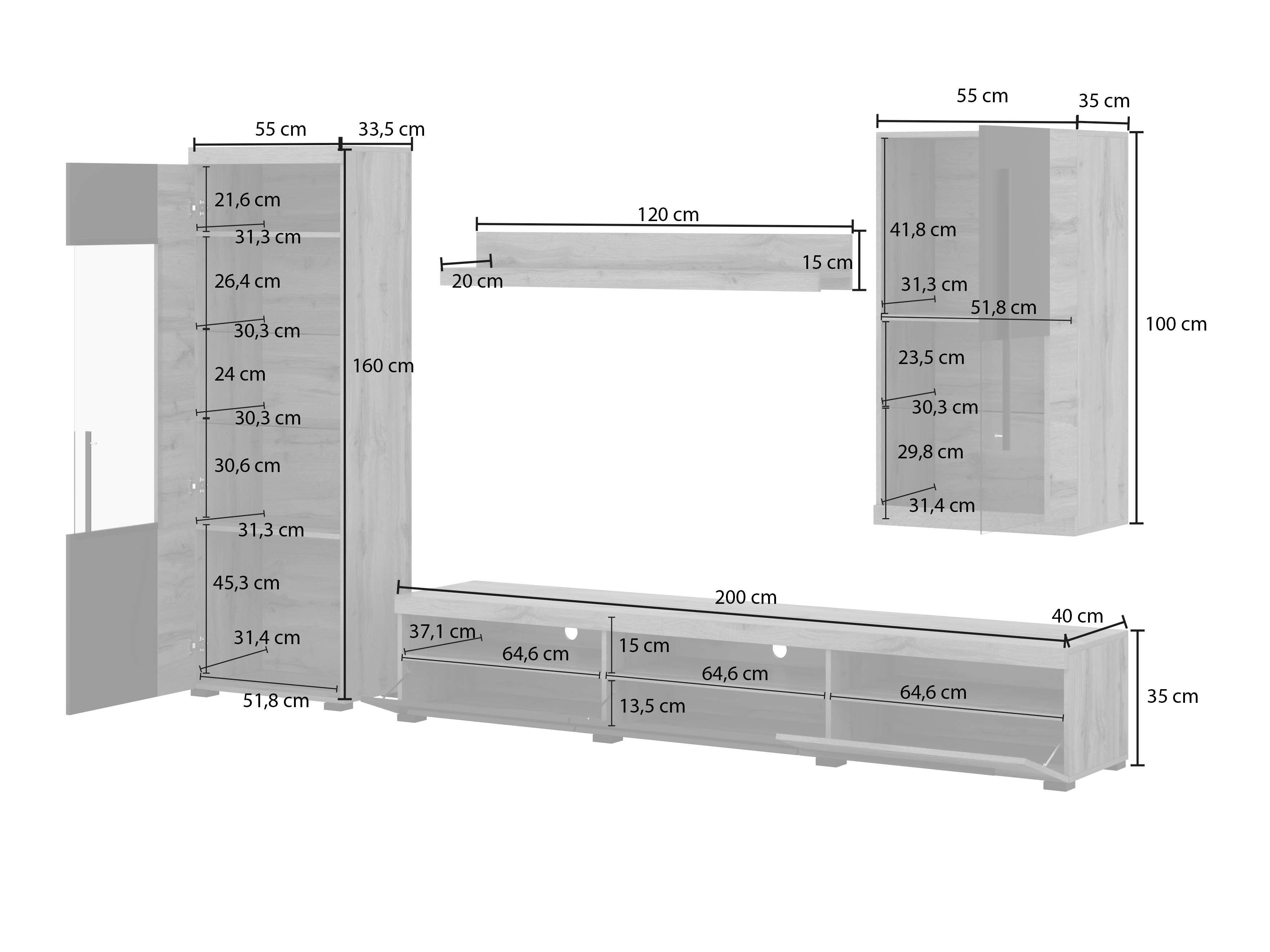 Set de living Sorciro 105 (Nuca + Stejar închis)