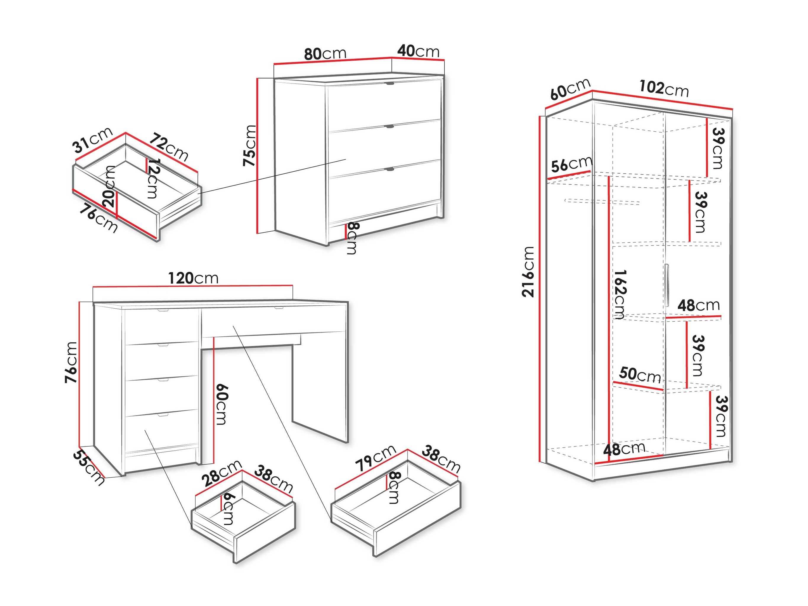 Set birou acasă Comfivo Papilio IV (Alb)