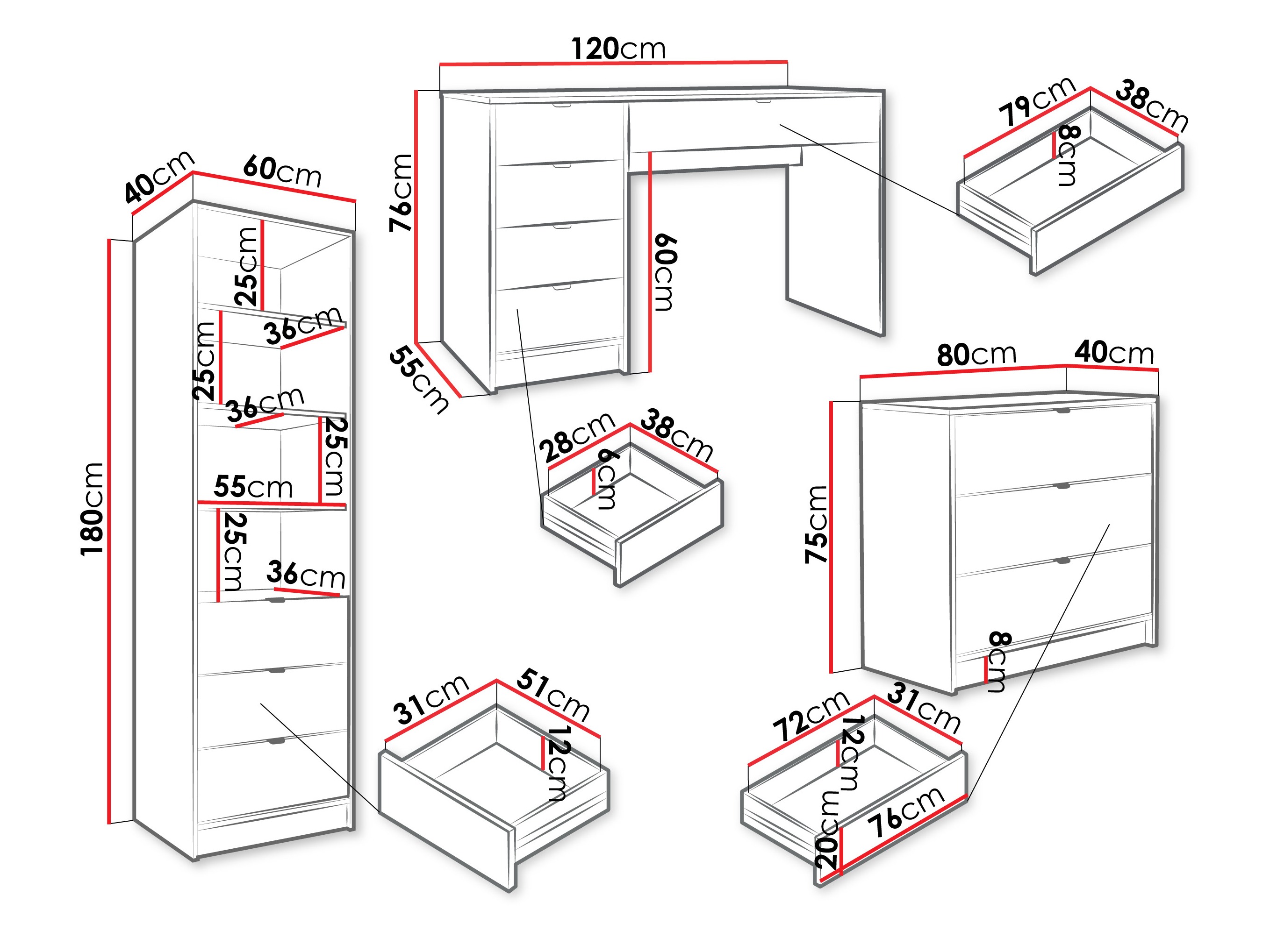 Set birou acasă Comfivo Papilio V (Alb)