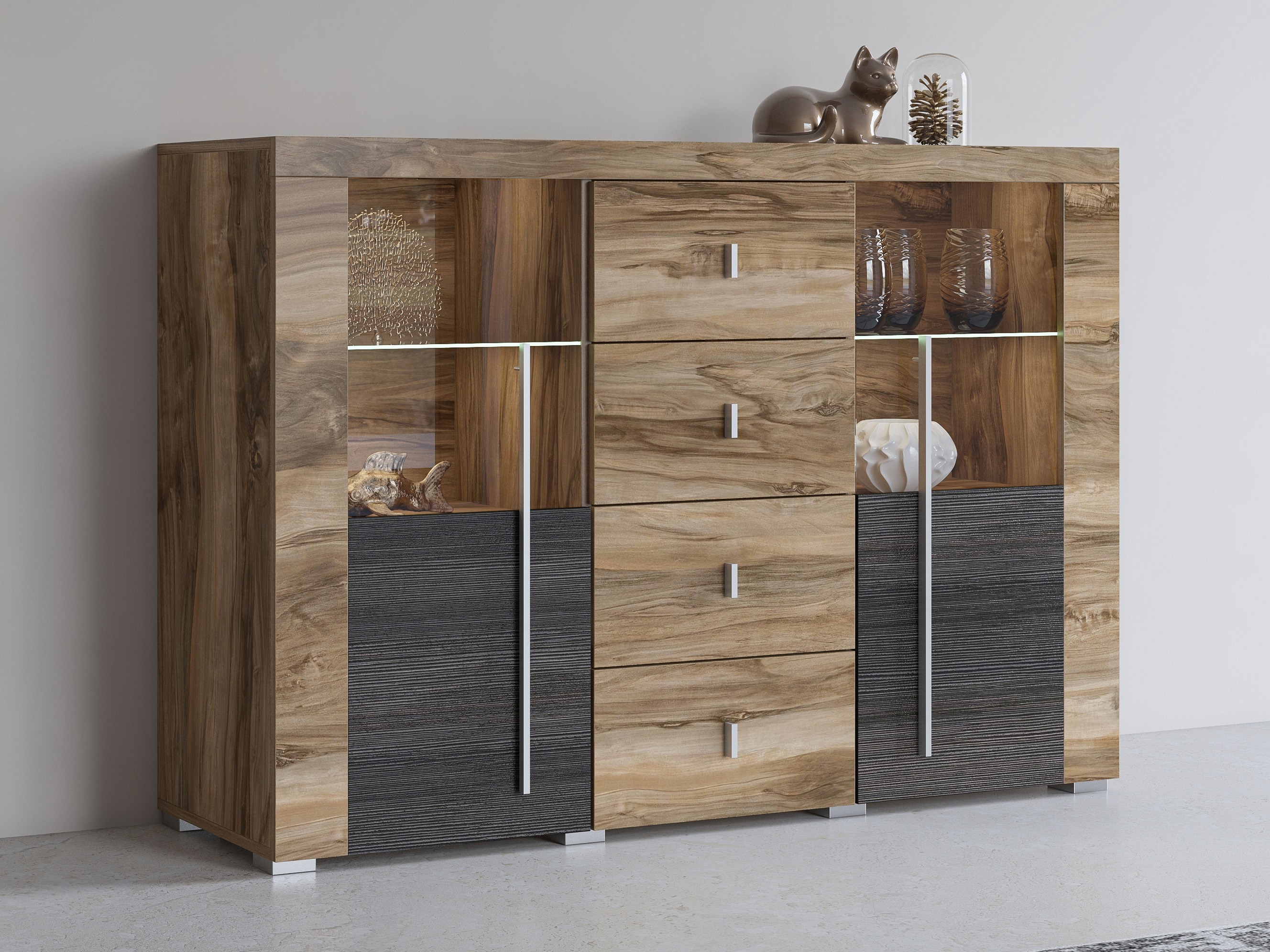 Comodă Sorciro 109 (Nuca + Stejar închis)