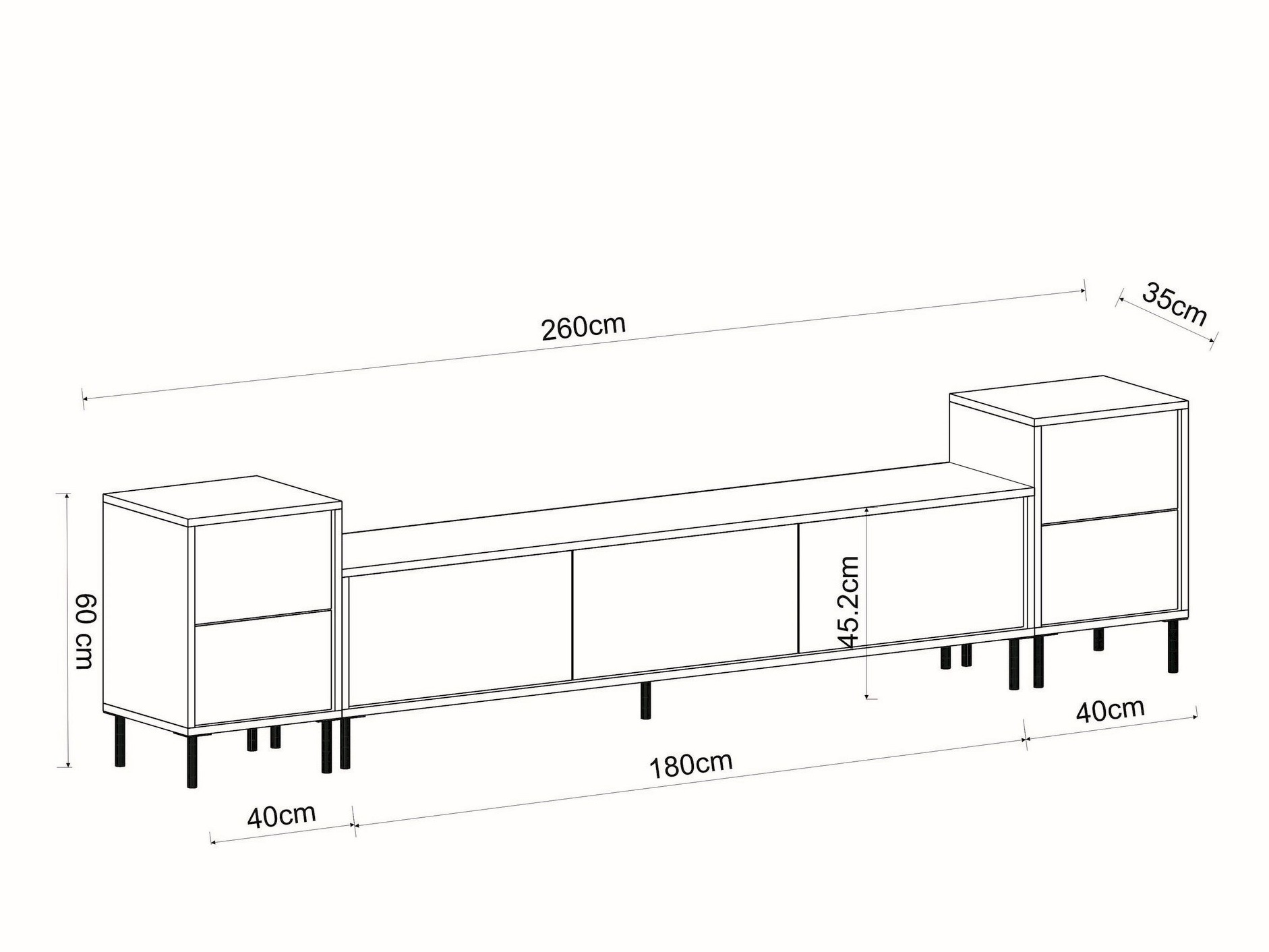 Comodă TV Kailua 2574 (Deschis Travertine + Auriu)