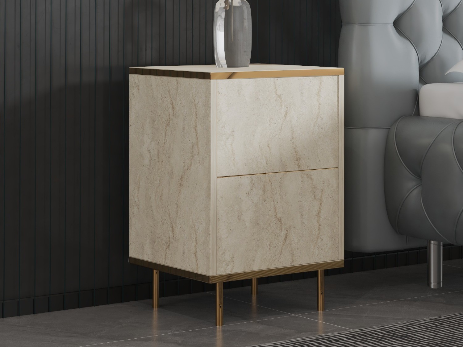 Noptieră Kailua 2575 (Deschis Travertine + Auriu)