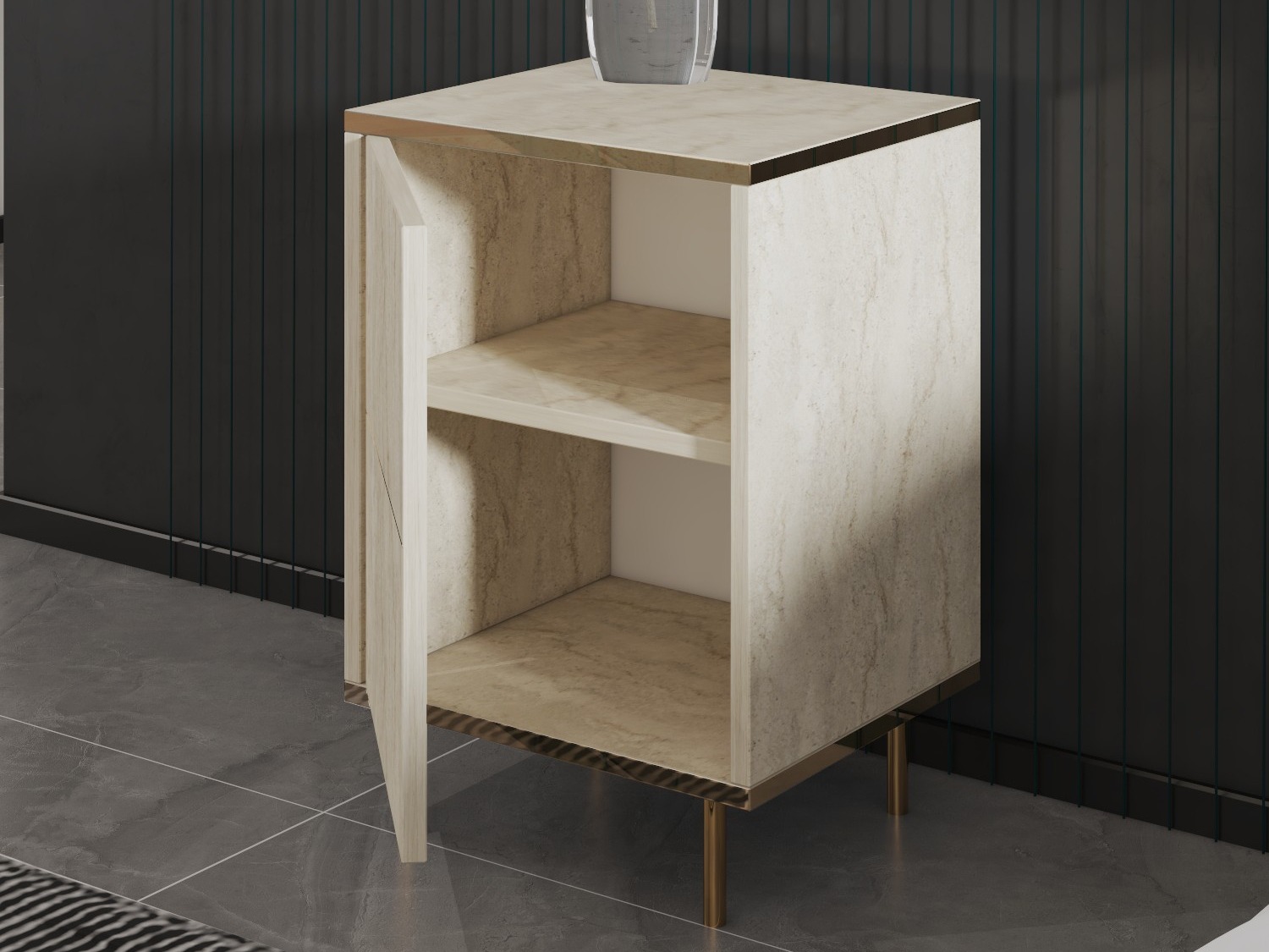 Noptieră Kailua 2575 (Deschis Travertine + Auriu)