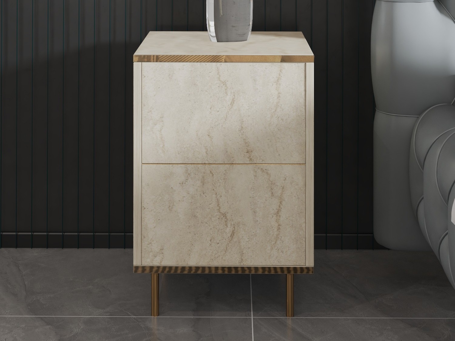 Noptieră Kailua 2575 (Deschis Travertine + Auriu)