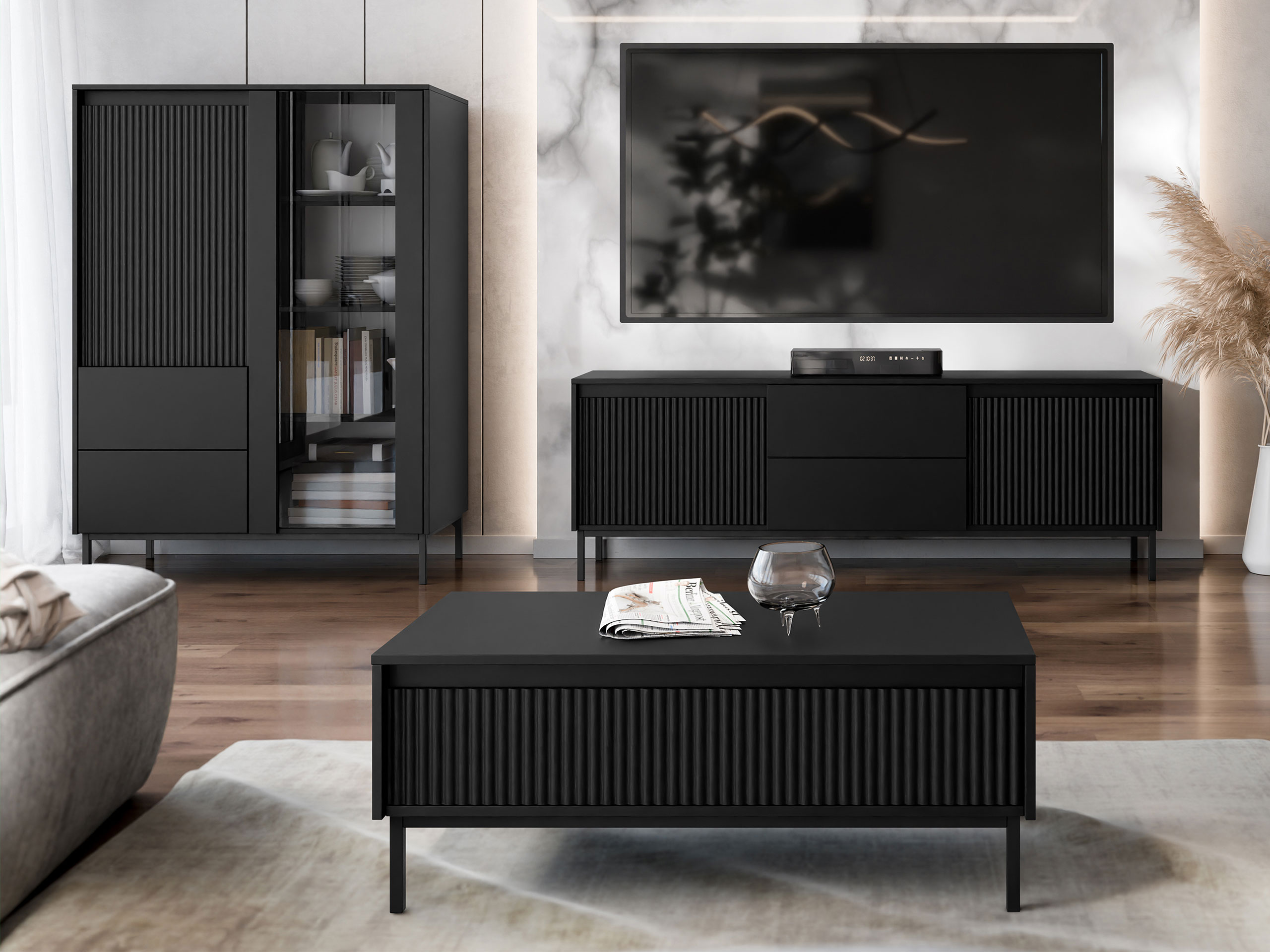 Set de living Comfivo Delruva V (Negru)