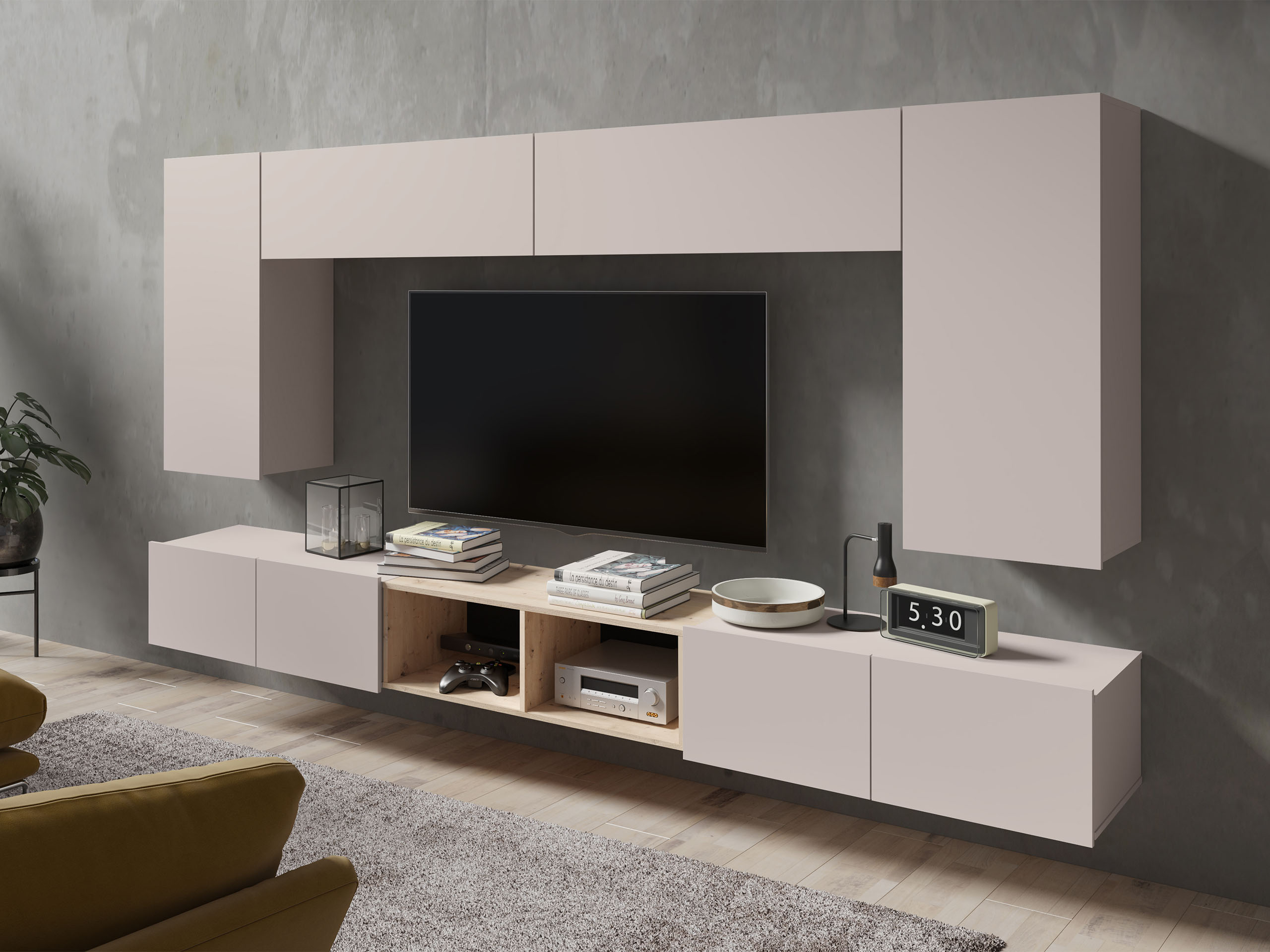Set de living Remus XXIII (Cașmir + Stejar artizan)