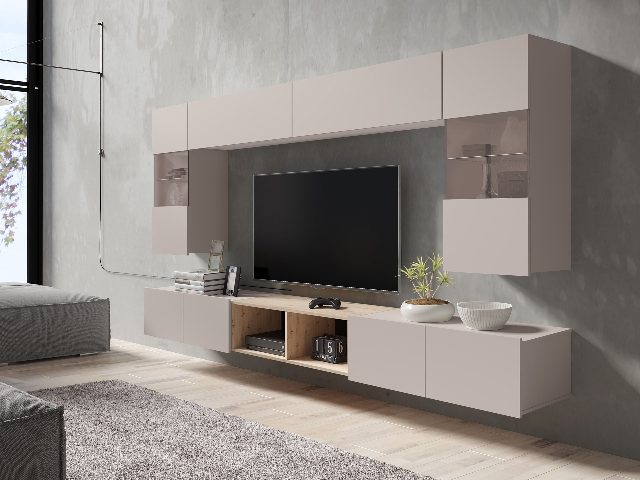 Set de living Remus XXIV (Cașmir + Stejar artizan)
