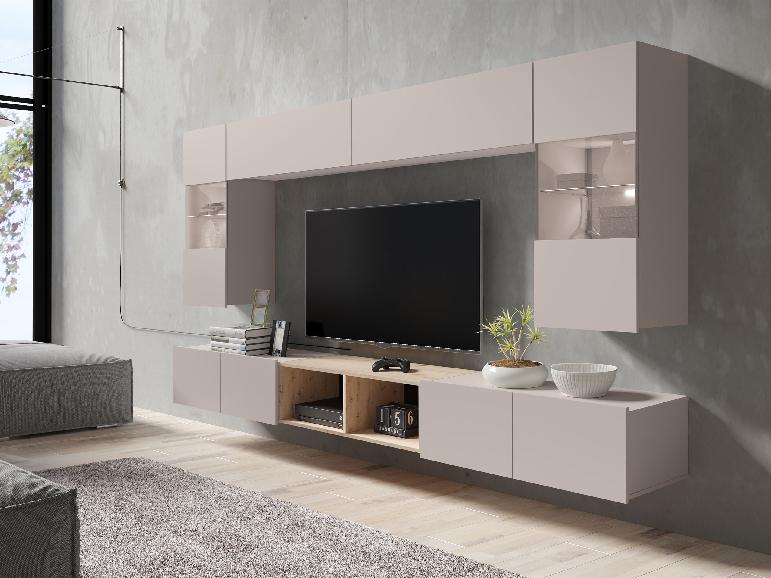 Set de living Remus XXIV (Cașmir + Stejar artizan)