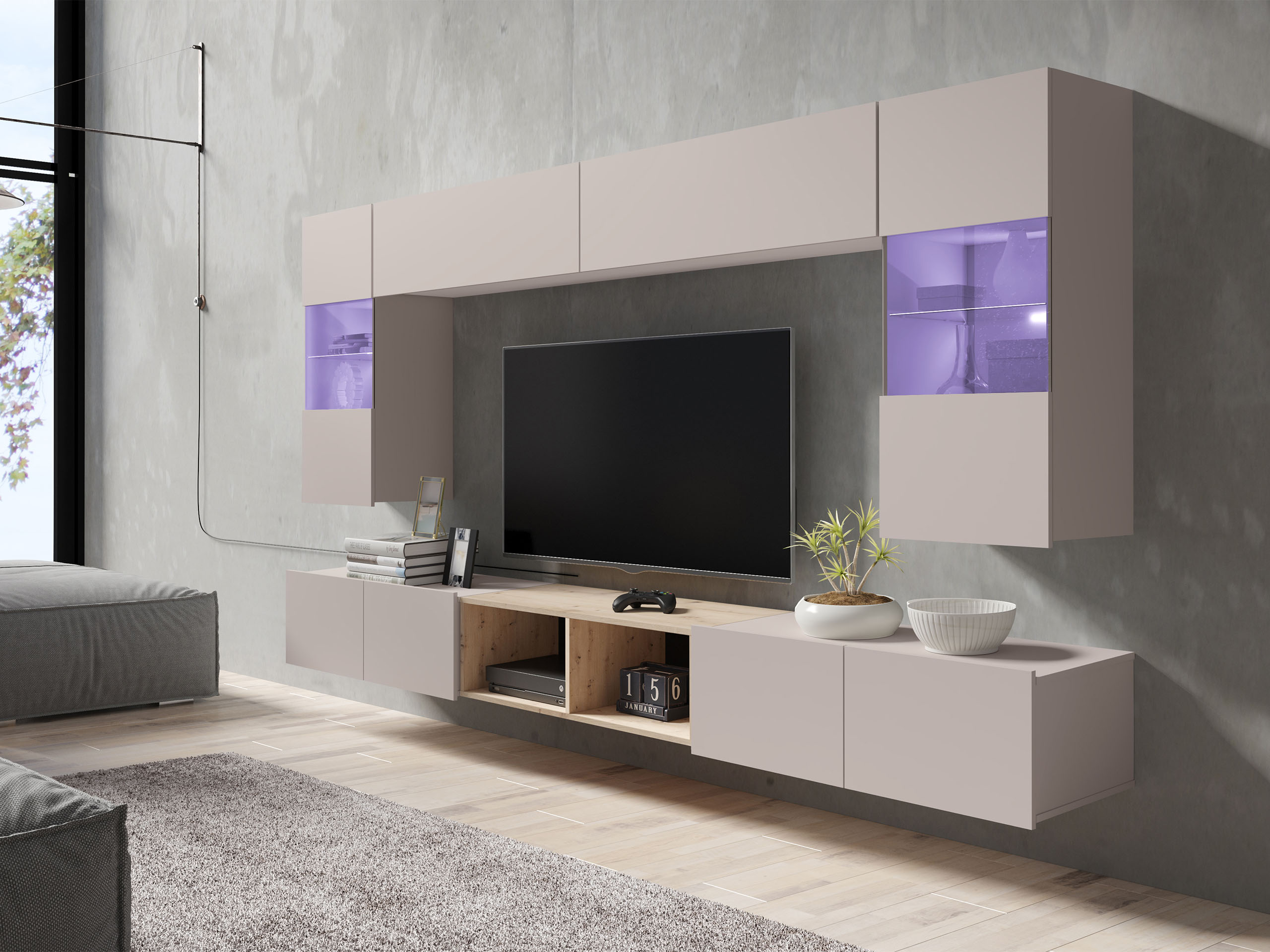 Set de living Remus XXIV (Cașmir + Stejar artizan)