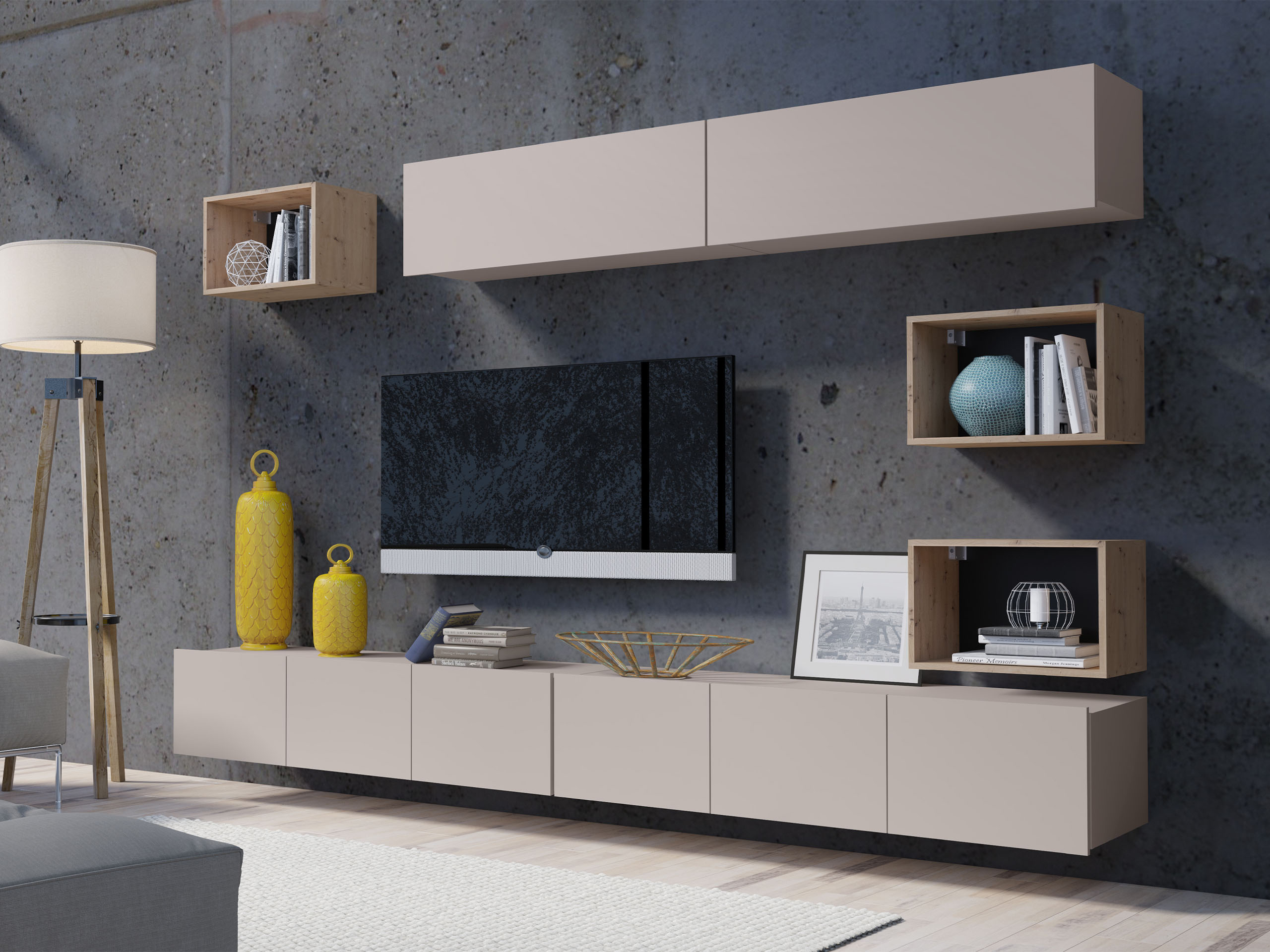 Set de living Remus XXXI (Cașmir + Stejar artizan)