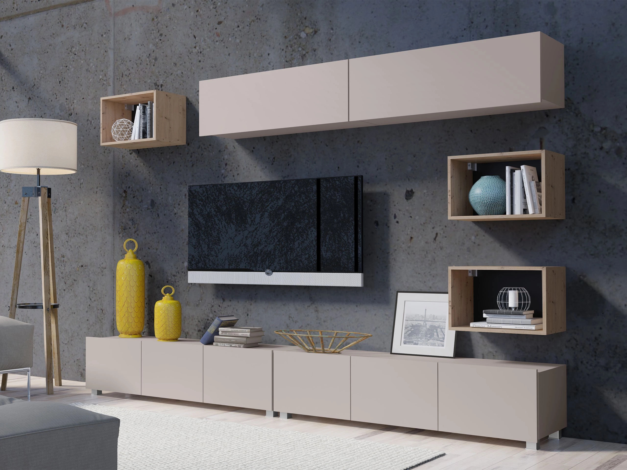 Set de living Remus XXXI (Cașmir + Stejar artizan)