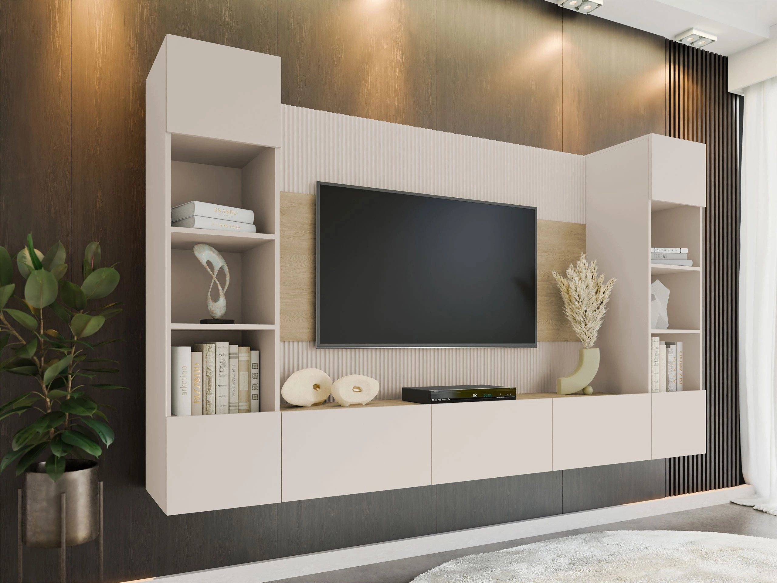 Set de living Comfivo Salix I (Bej + Stejar Cremona)