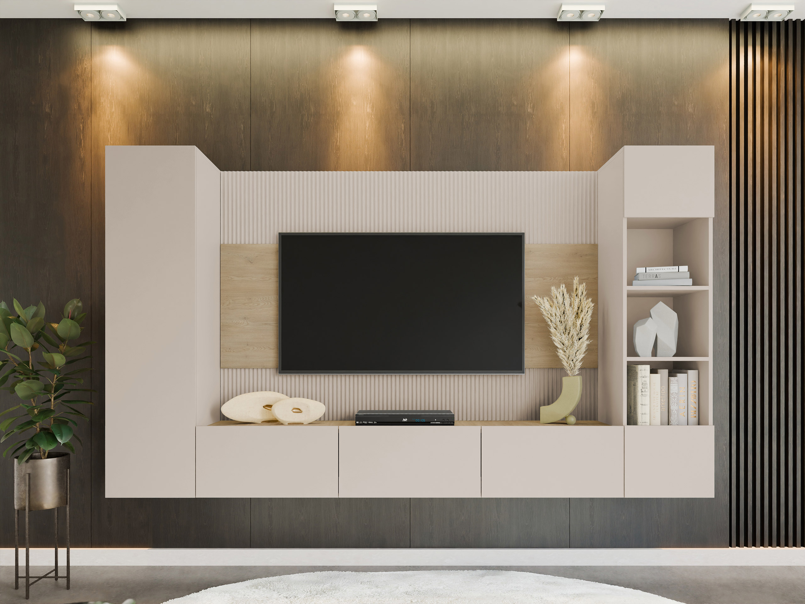 Set de living Comfivo Salix IV (Bej + Stejar Cremona)