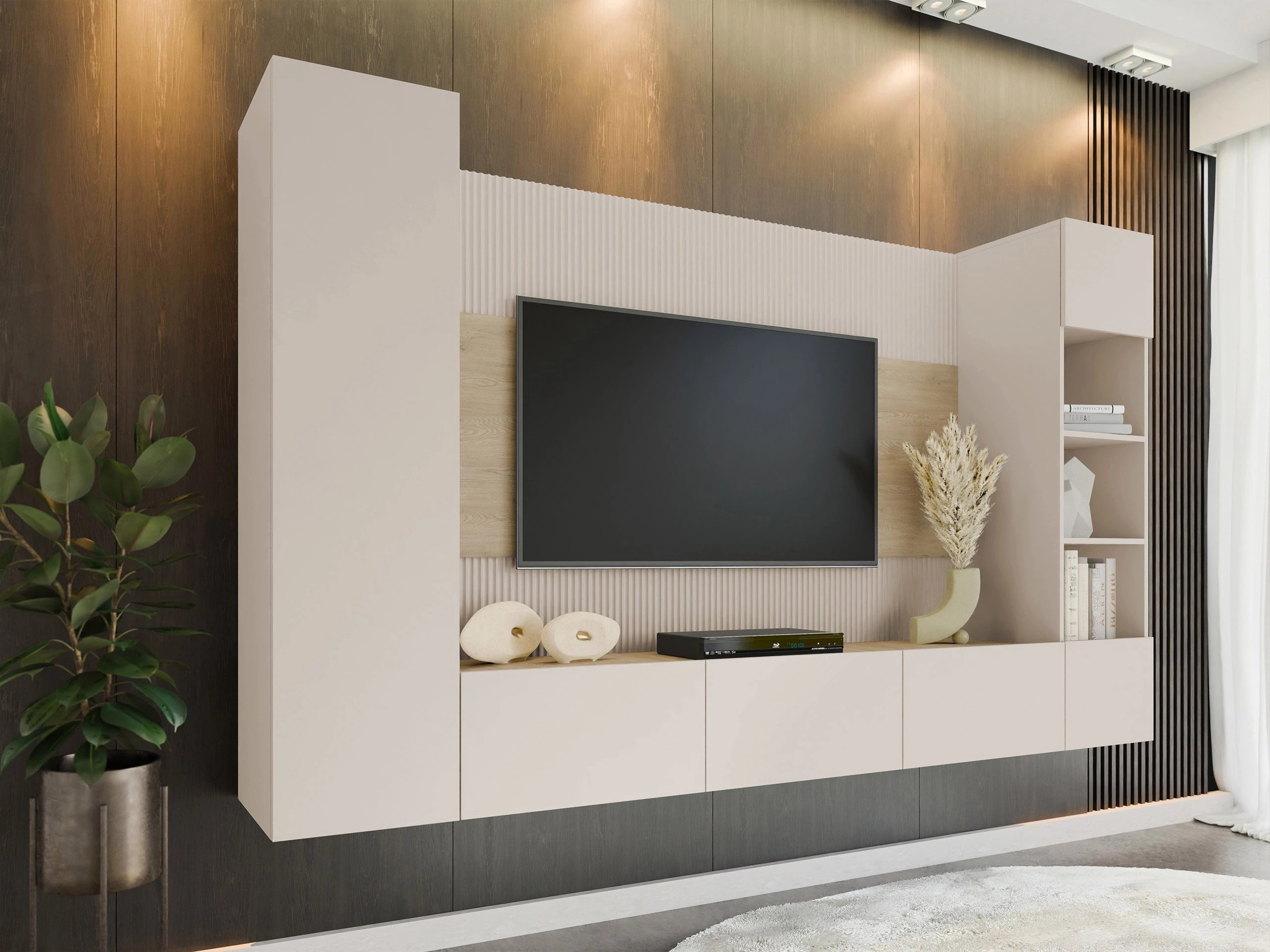Set de living Comfivo Salix IV (Bej + Stejar Cremona)