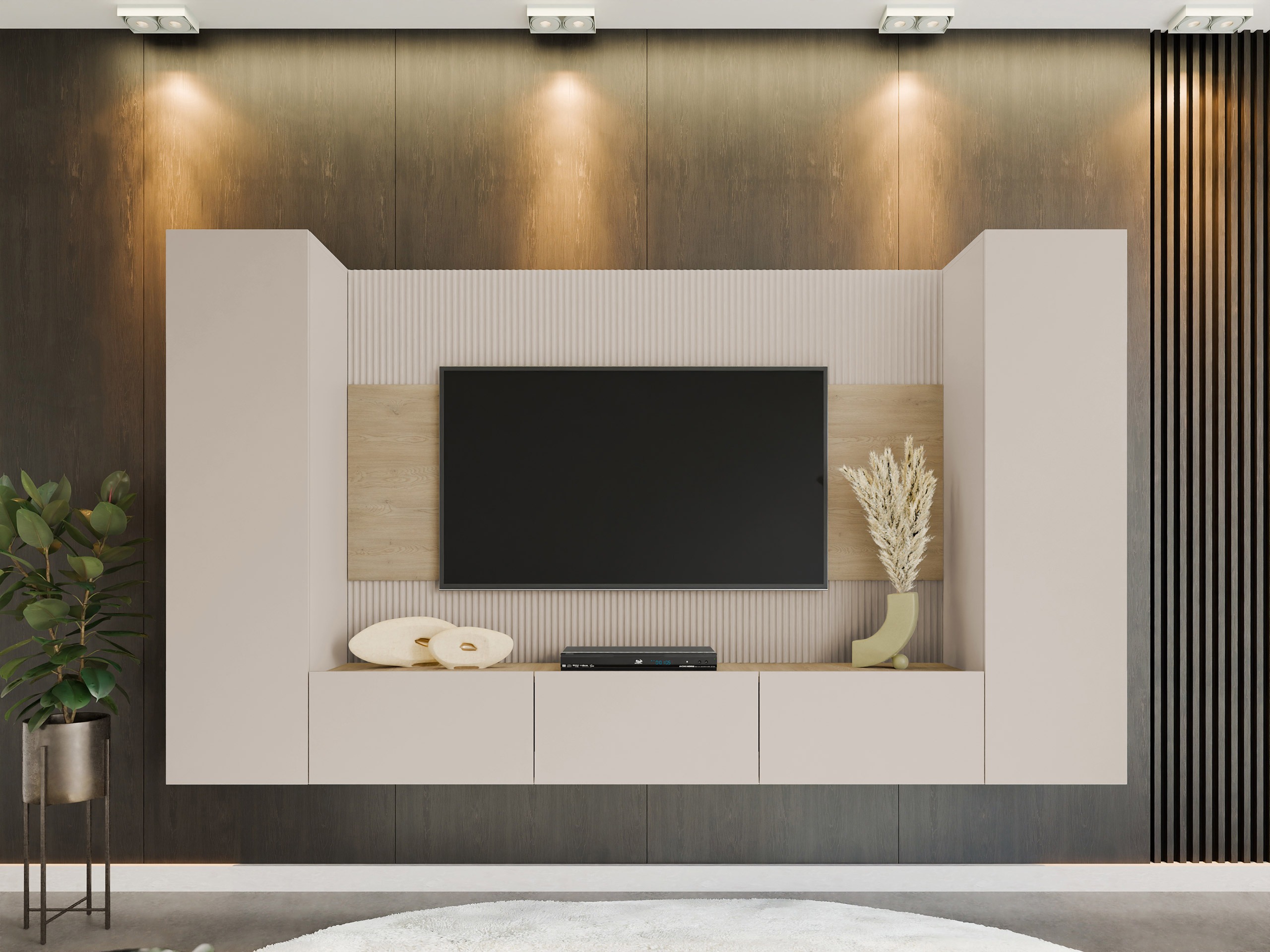 Set de living Comfivo Salix V (Bej + Stejar)