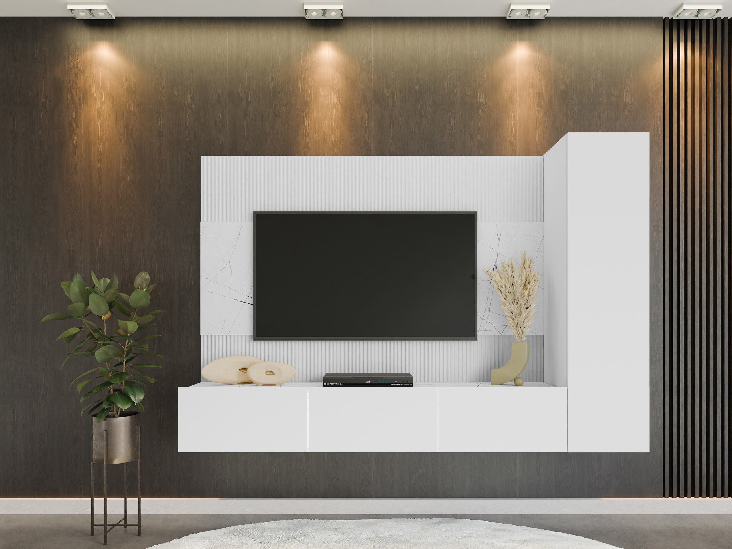 Set de living Comfivo Salix VI (Alb + Marmură albă)
