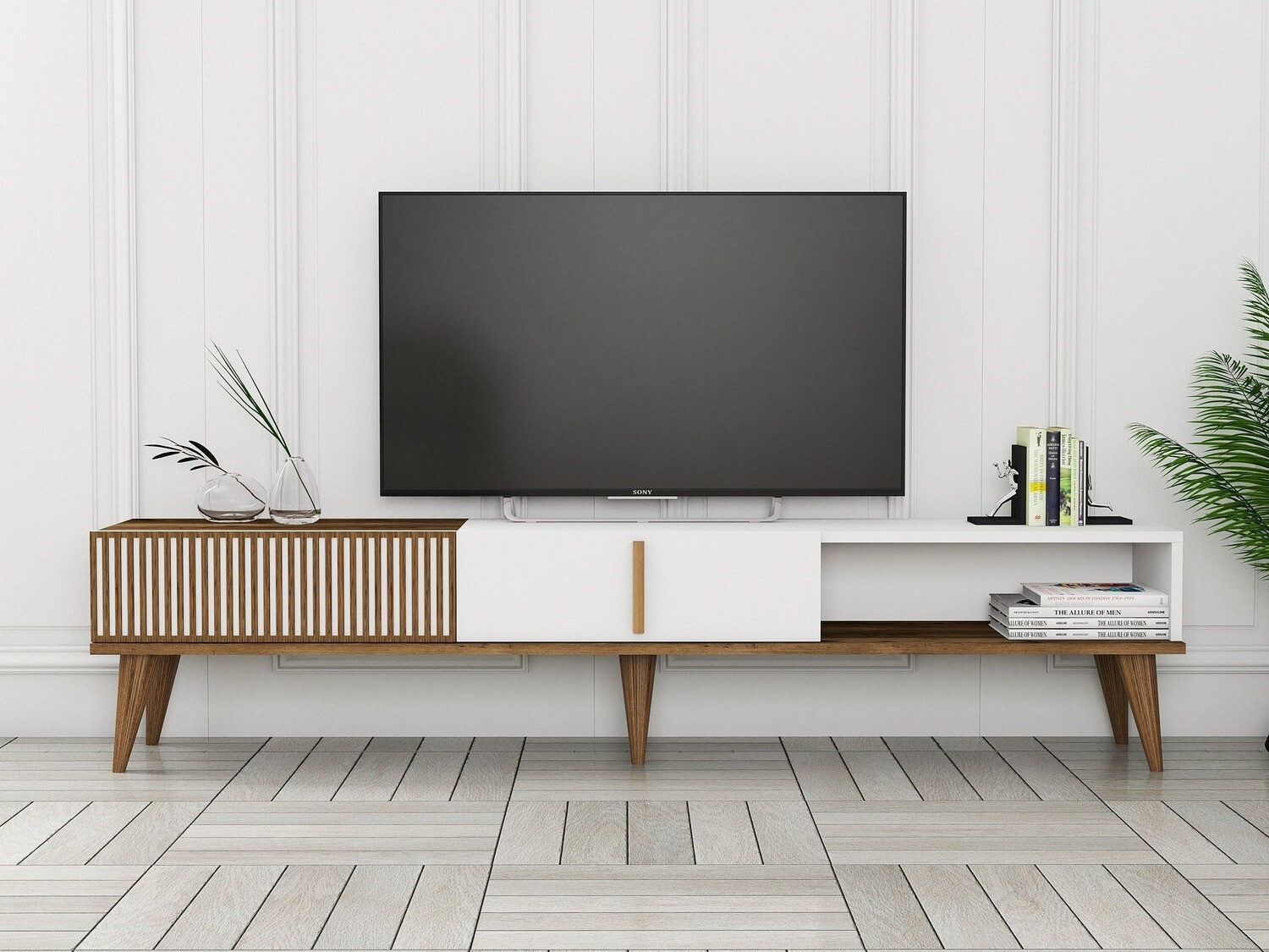 Comodă TV Mavbene 102 (Nuc + Alb)