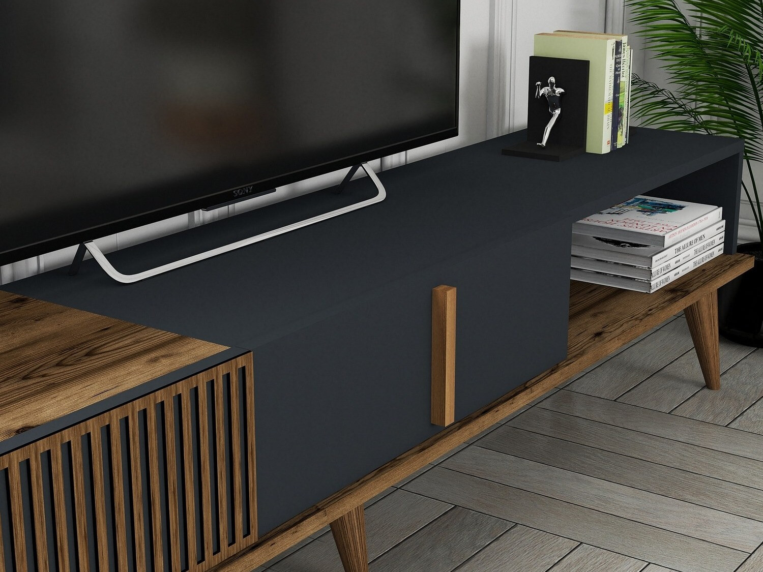 Comodă TV Mavbene 102 (Nuc + Antracit)