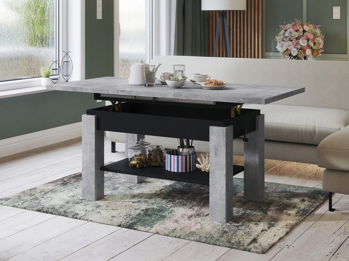 Masă de cafea rotativă Glendale 100 (Beton + Negru)