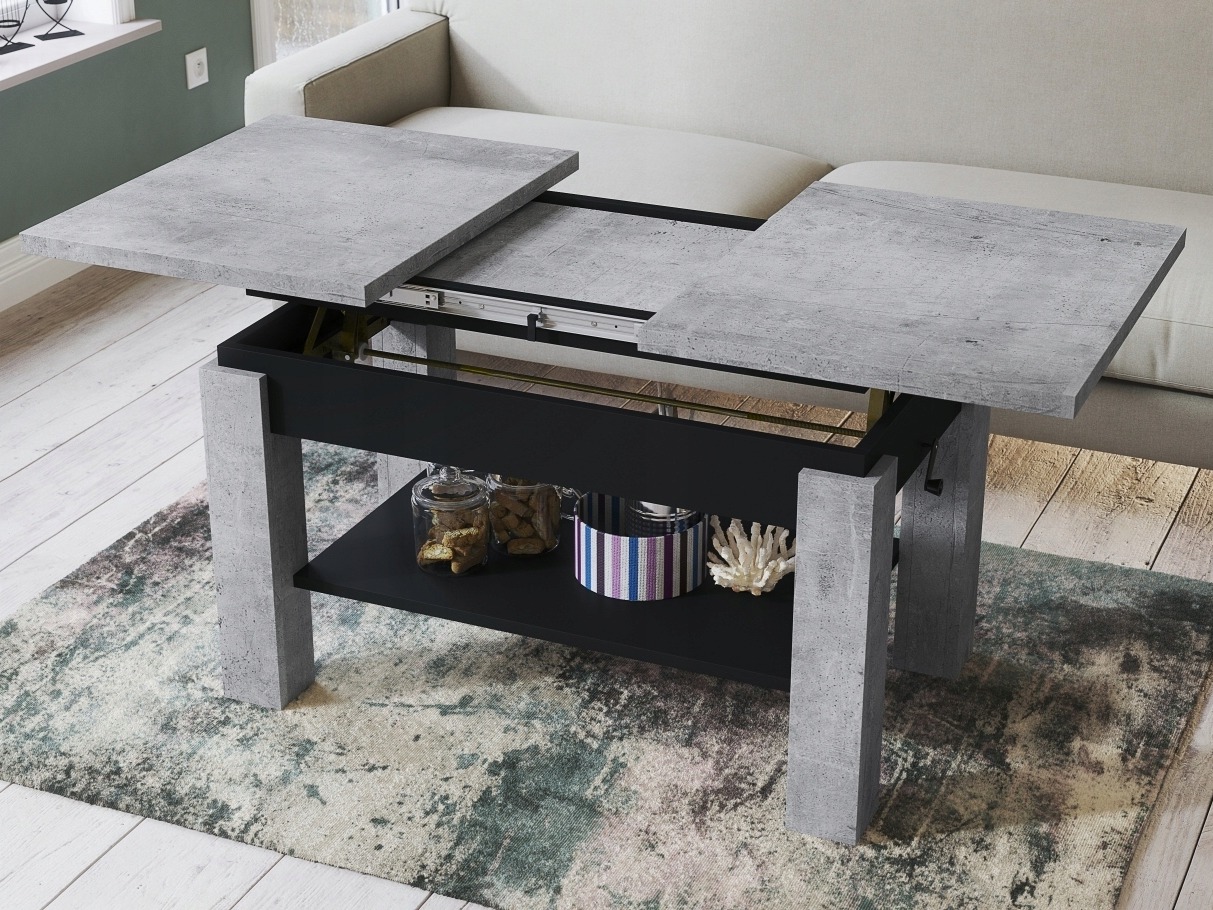 Masă de cafea rotativă Glendale 100 (Beton + Negru)