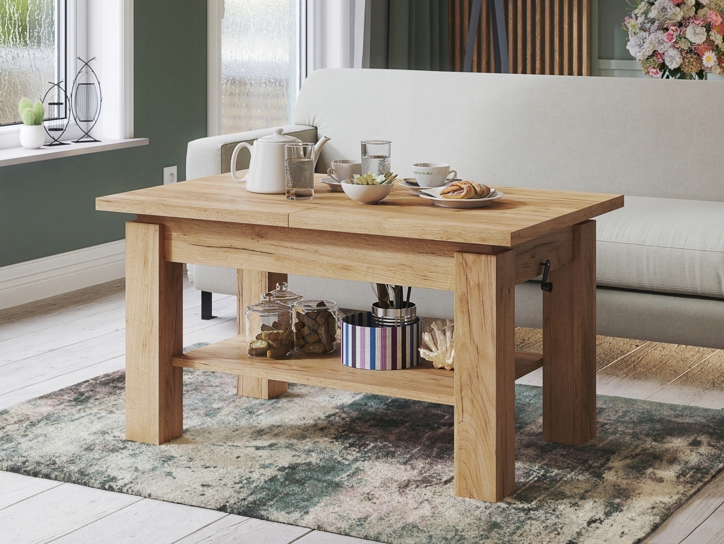 Masă de cafea rotativă Glendale 100 (Stejar Craft auriu)