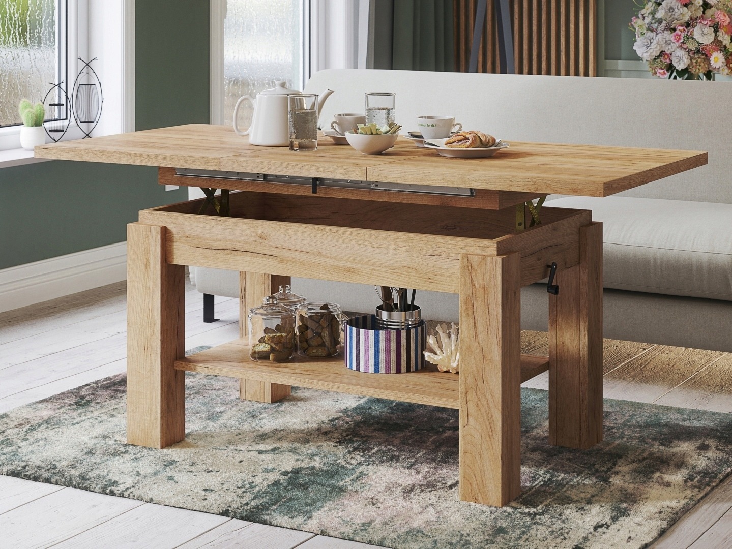 Măsuță de cafea extensibilă Glendale 100 (Stejar Craft auriu)