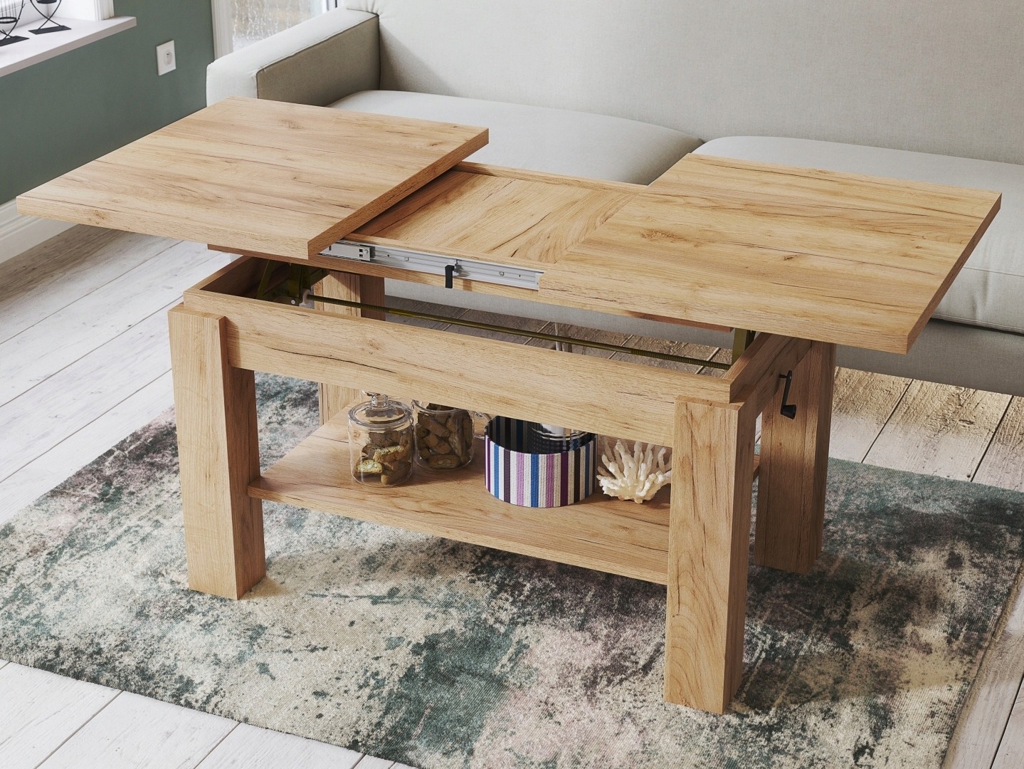 Transforming măsuță de cafea Glendale 100 (Stejar Craft auriu)
