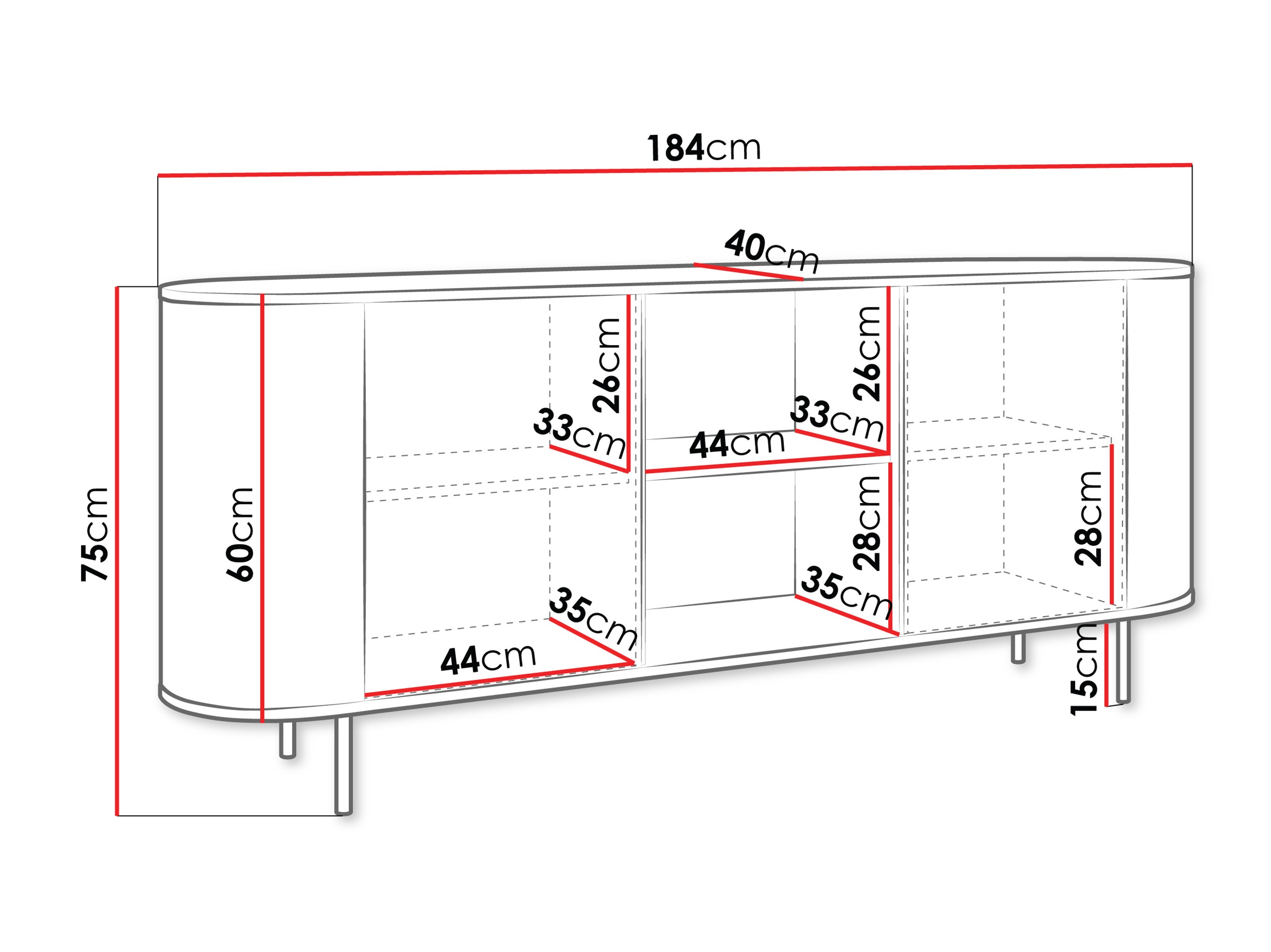 Bufet Comfivo Livtena I (Marmură neagră + Negru)