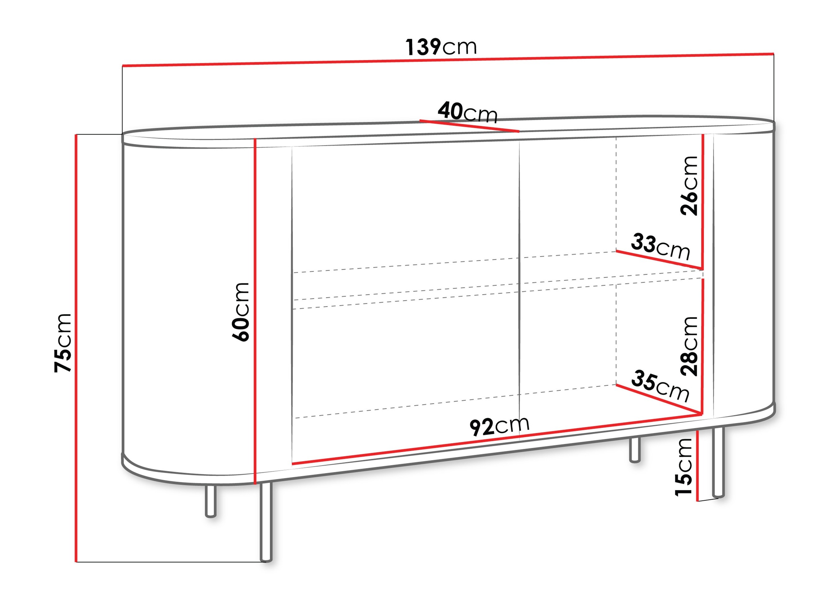 Bufet Comfivo Livtena (Marmură neagră + Negru)