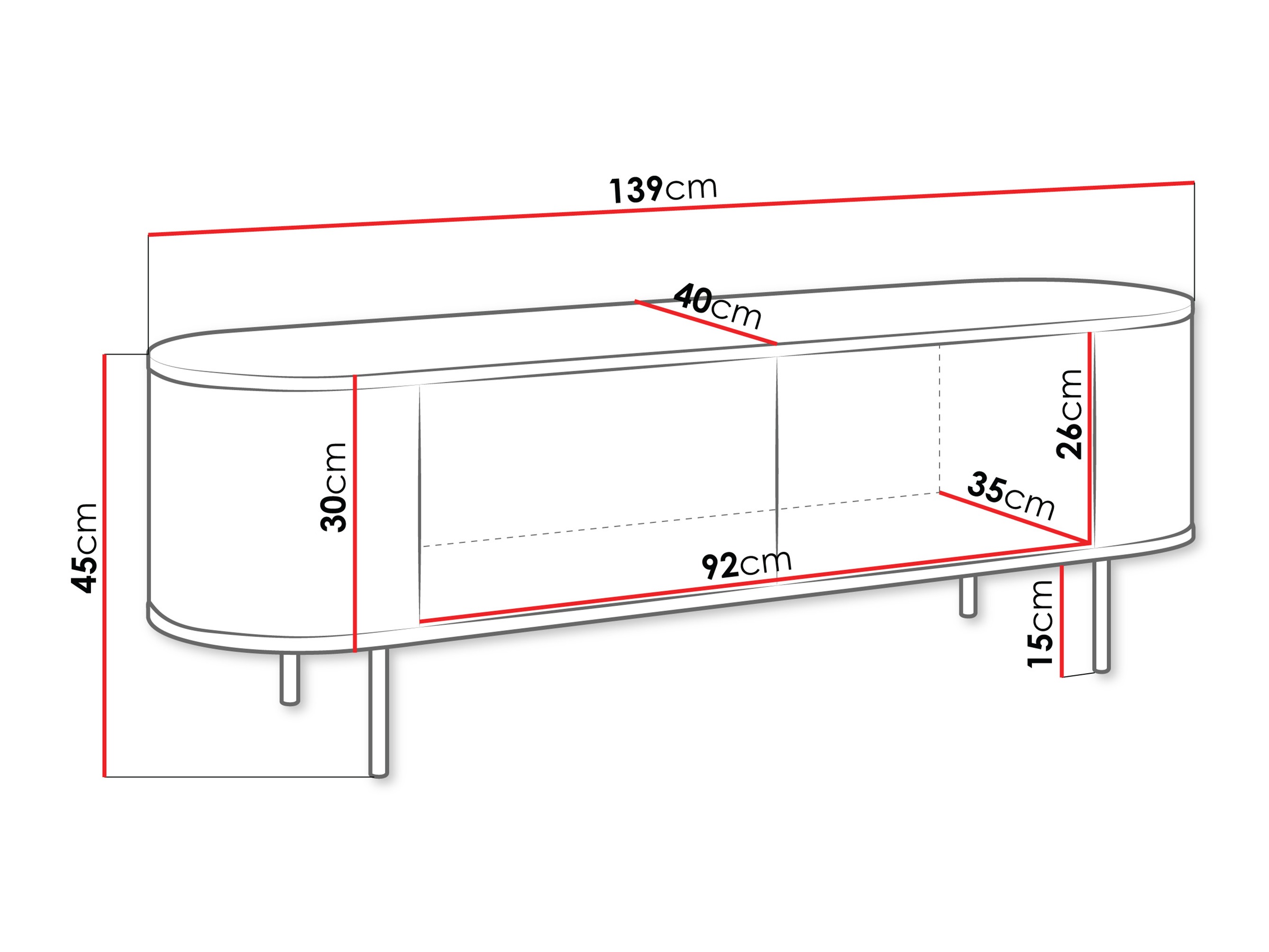 Comodă TV Comfivo Livtena (Marmură neagră + Negru)