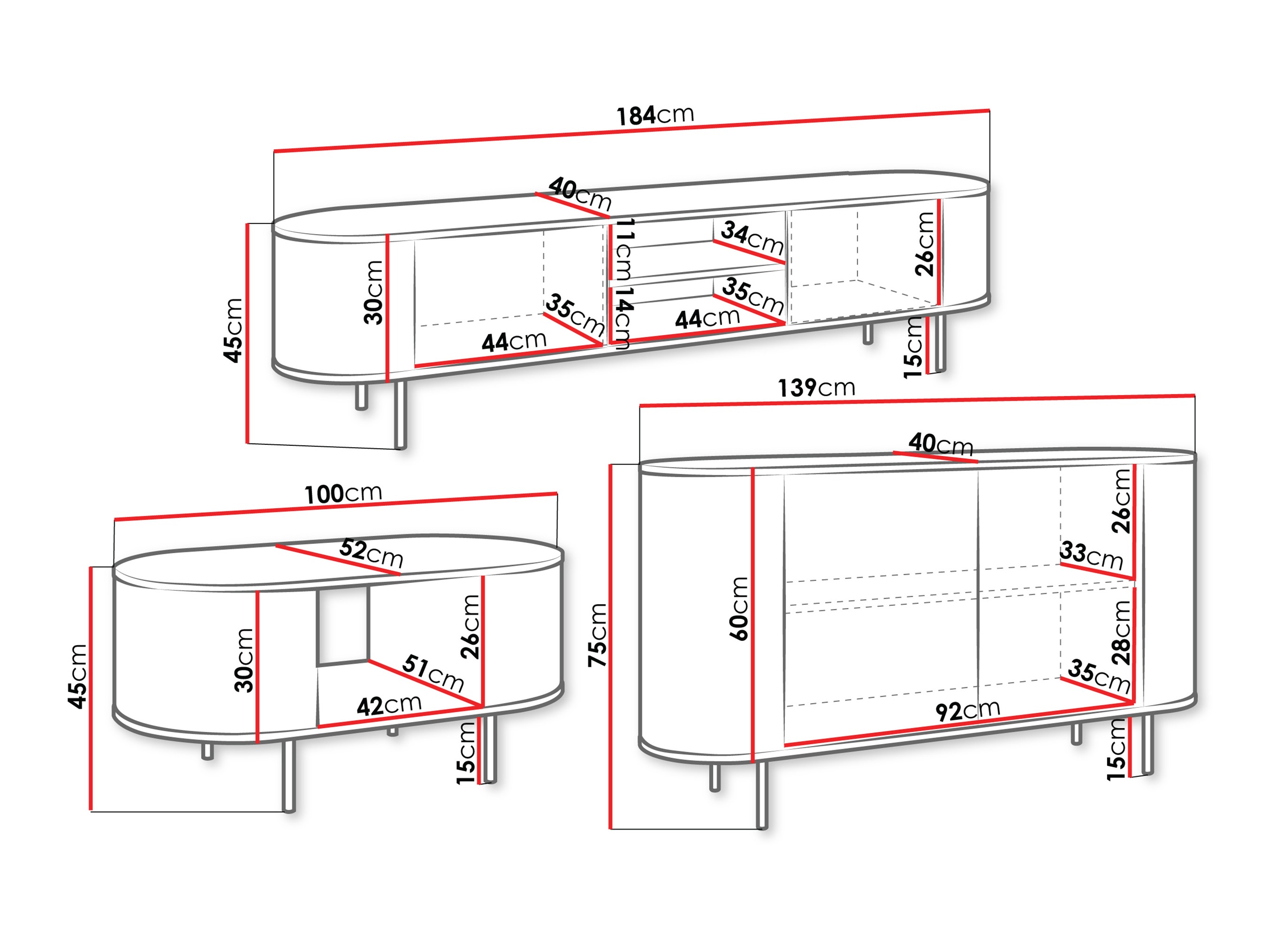 Set de living Comfivo Livtena (Marmură neagră + Negru)