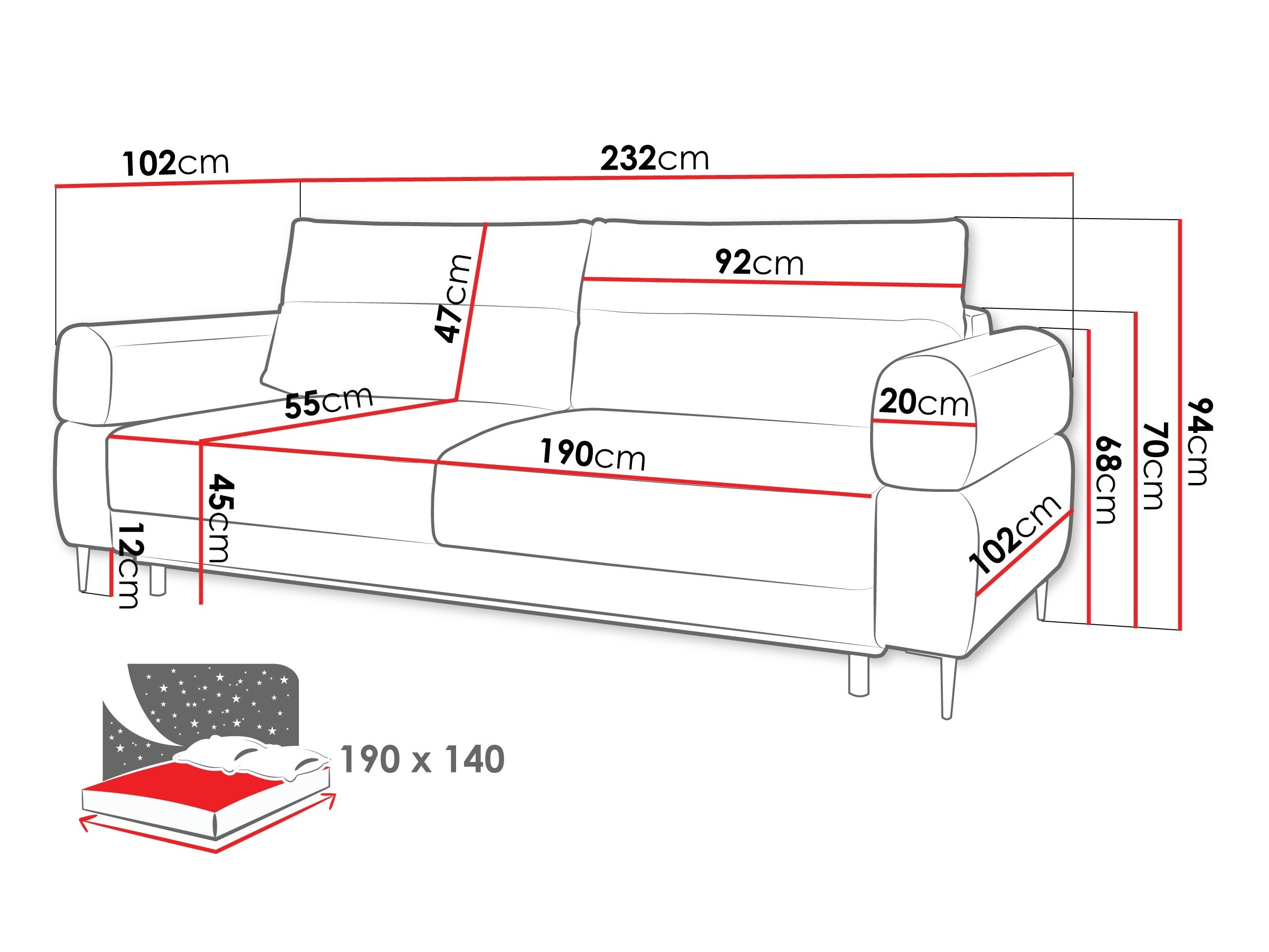 Canapea extensibilă ComfiDream Celel (Blur 19)