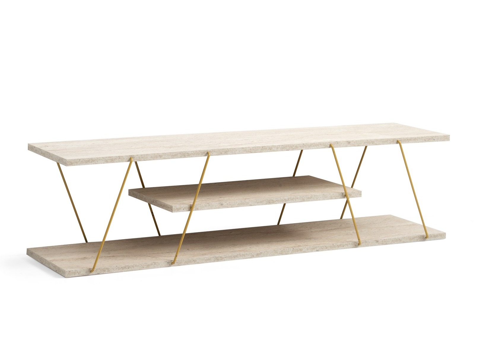 Comodă TV Kailua 365 (Travertin ușor + Auriu)