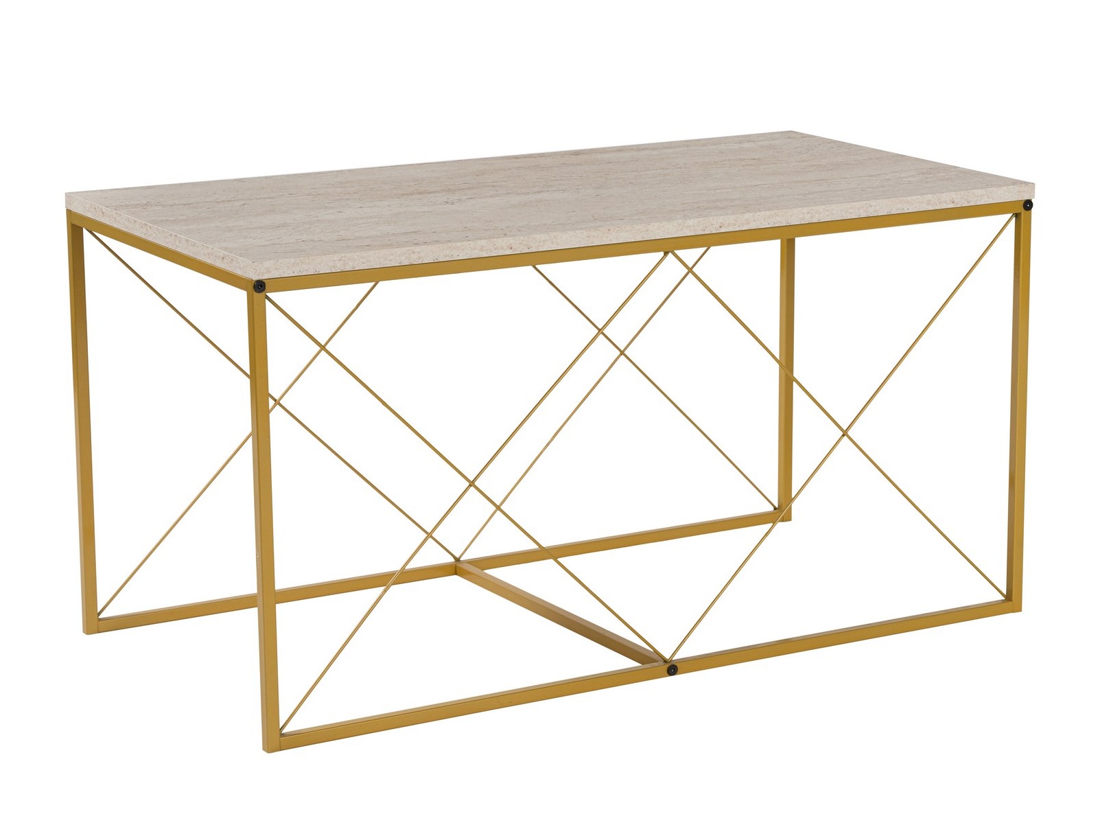 Set de măsuțe de cafea Kailua 2619 (Travertin ușor + Auriu)