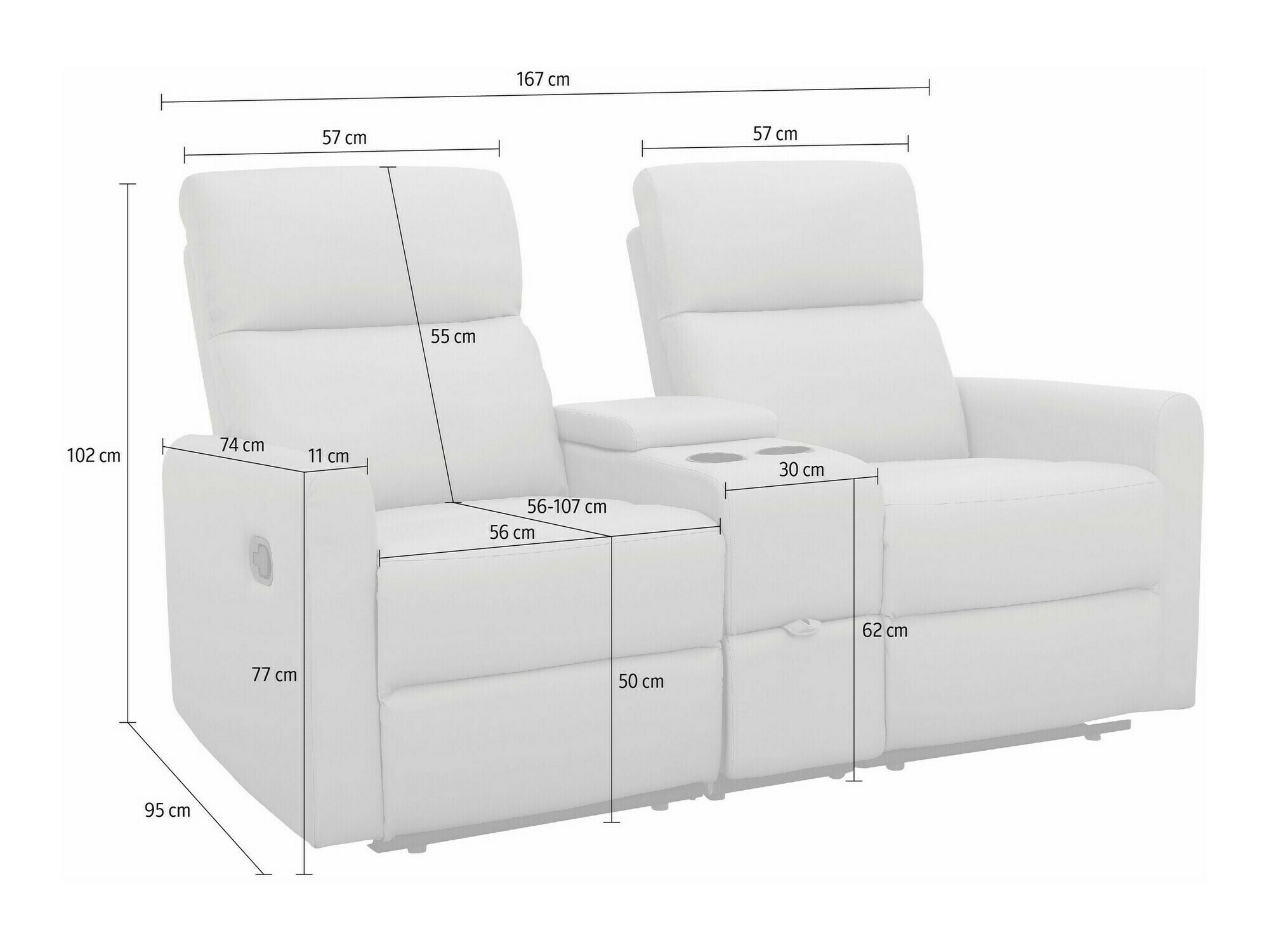 Canapea recliner Denton 1397 (Gri)