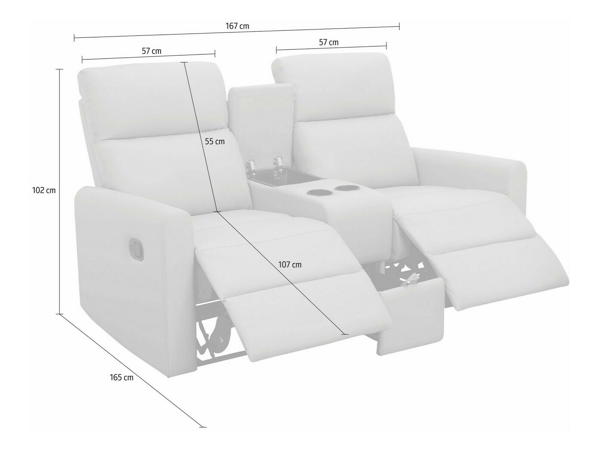 Canapea recliner Denton 1397 (Gri)