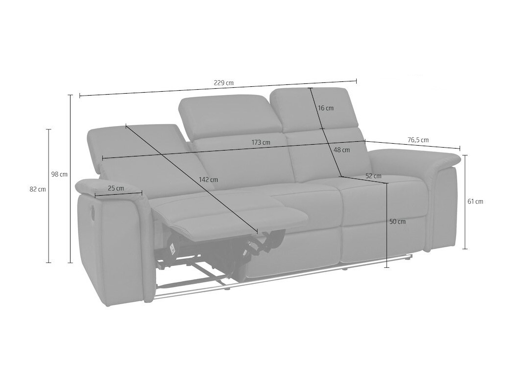 Canapea recliner Beldalo 103 (Gri)
