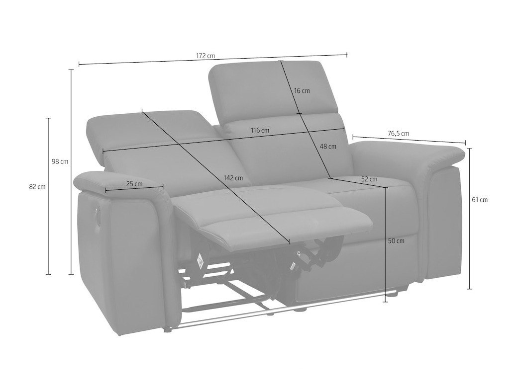 Canapea recliner Denton 1485 (Gri deschis)