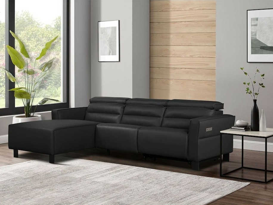 Colțar cu recliner Denton 1486 (Negru)