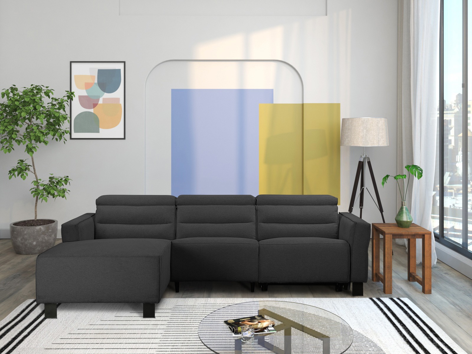 Colțar cu recliner Denton 1487 (Antracit)