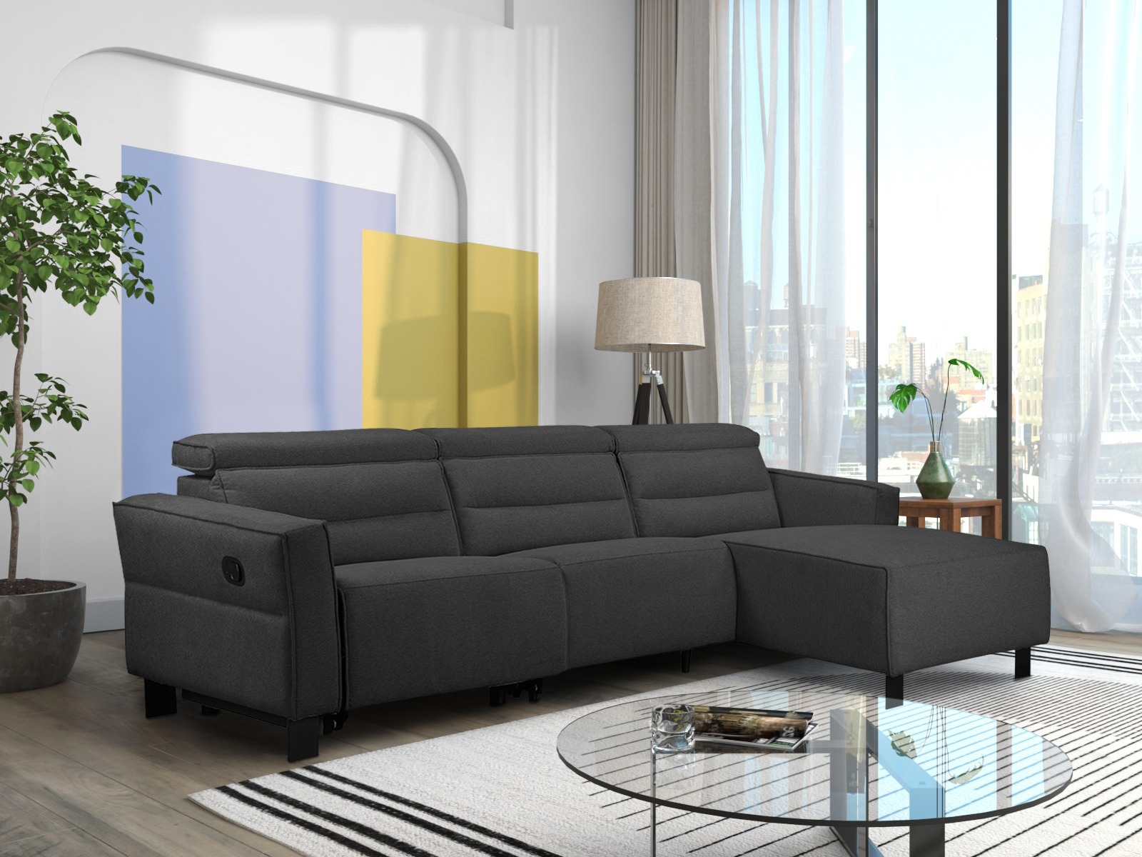 Colțar cu recliner Denton 1487 (Antracit)