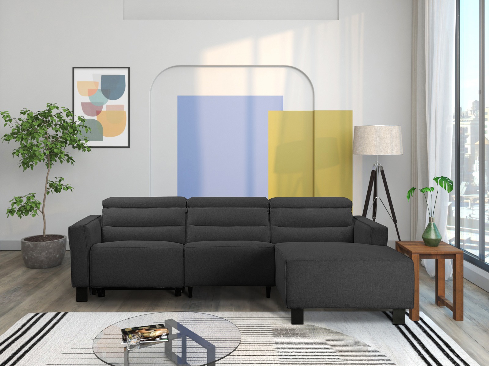 Colțar cu recliner Denton 1487 (Antracit)