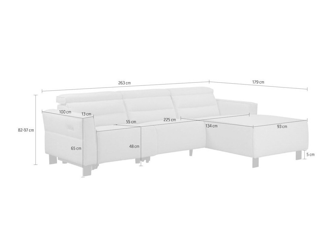 Colțar cu recliner Denton 1487 (Gri)