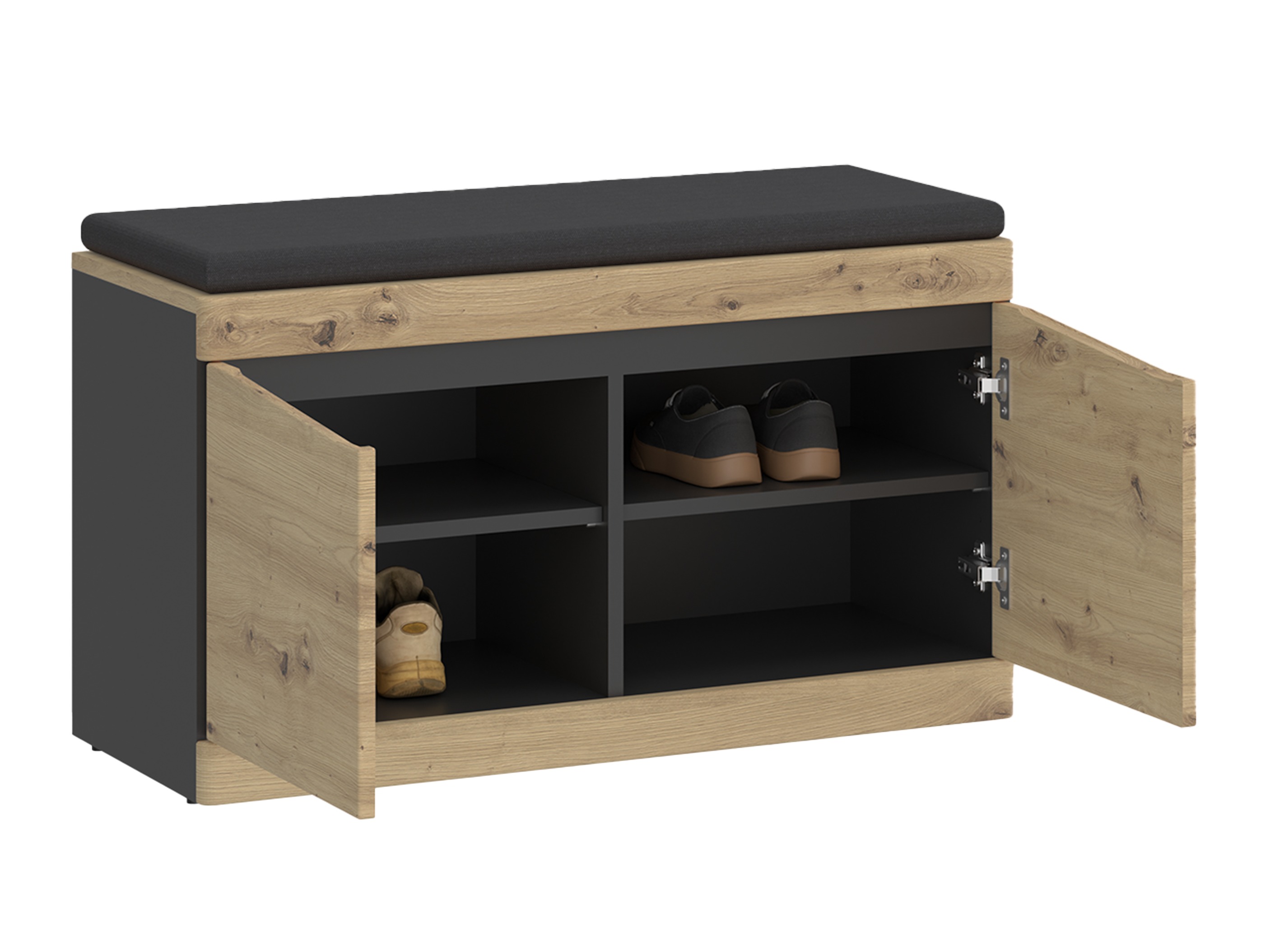 Dulap pentru pantofi Ontario 146 (Stejar artizan + Antracit)