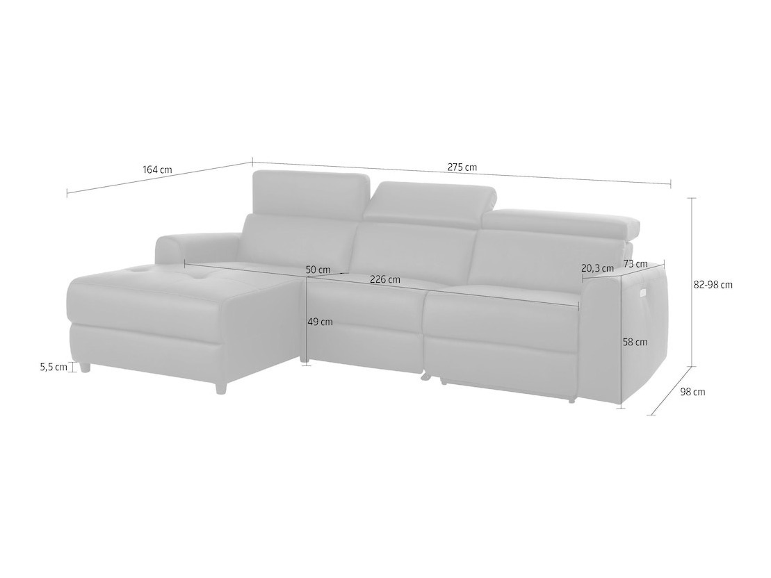 Colțar cu recliner Denton 1490 (Antracit)