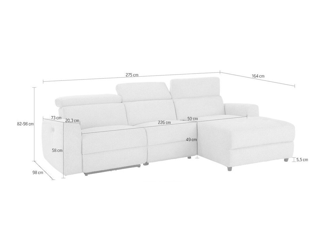 Colțar cu recliner Denton 1490 (Gri deschis)