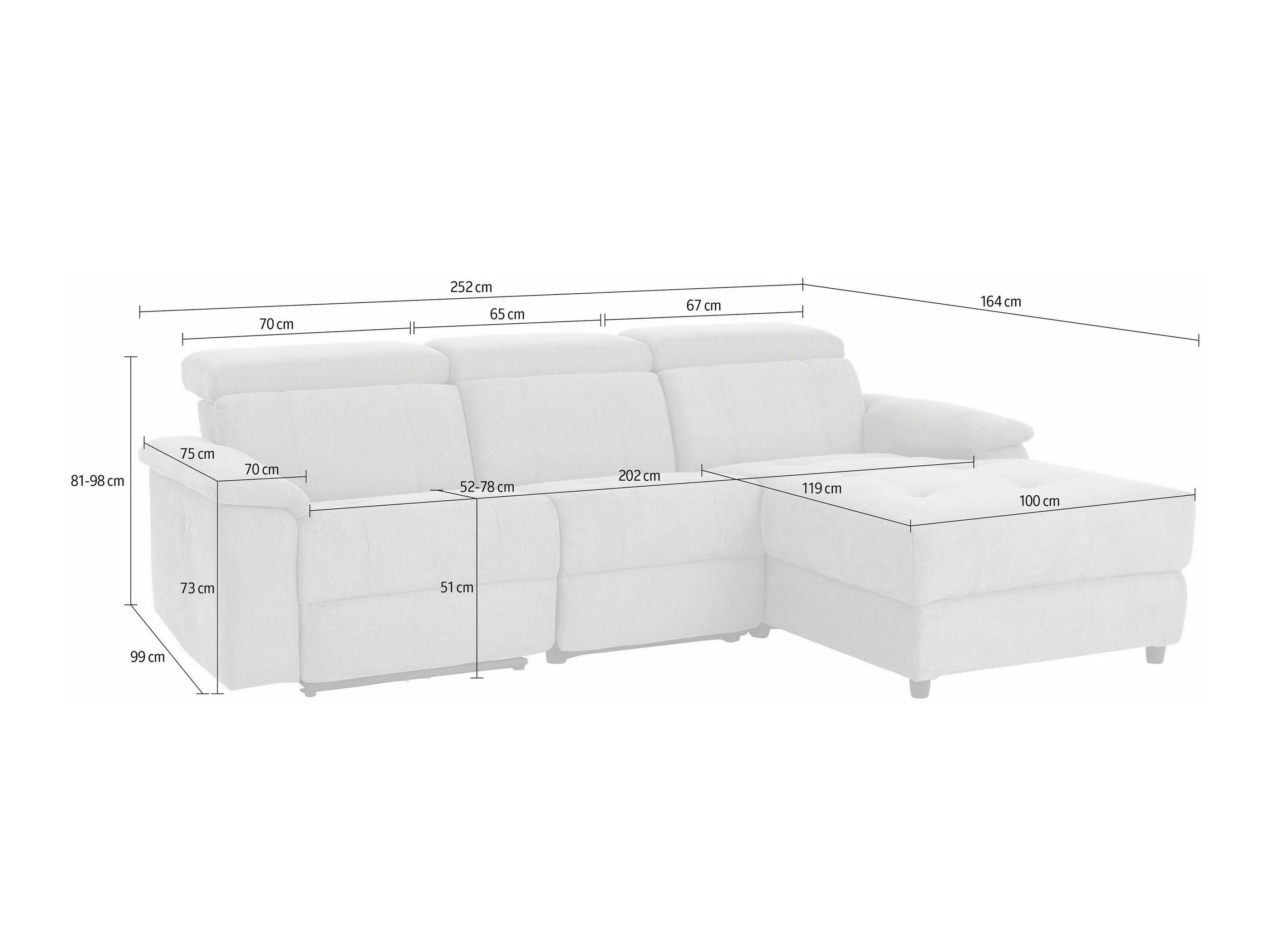 Colțar cu recliner Denton 1502 (Negru)