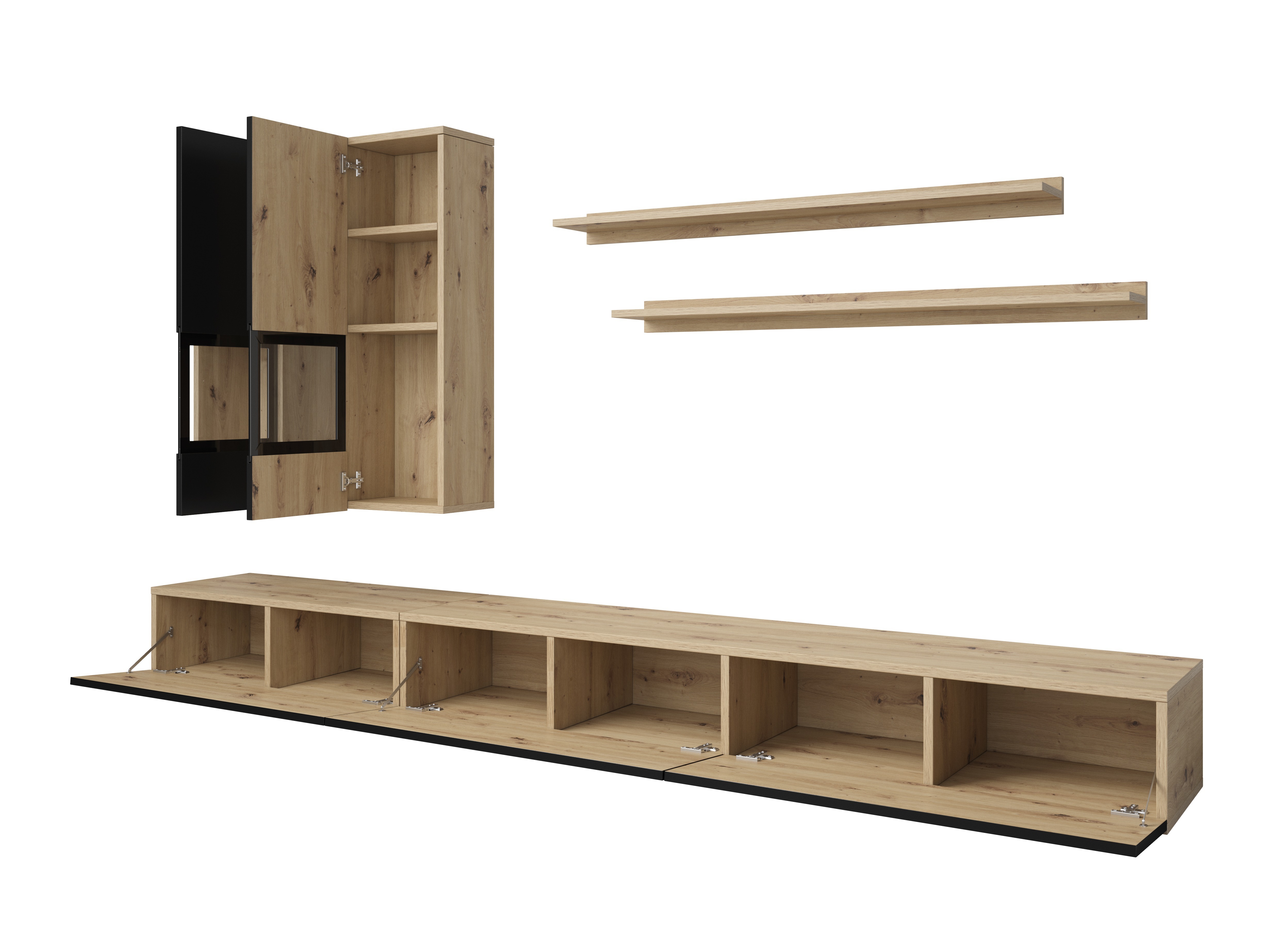 Set de living Serodeu 100 (Stejar artizan + Negru mat)
