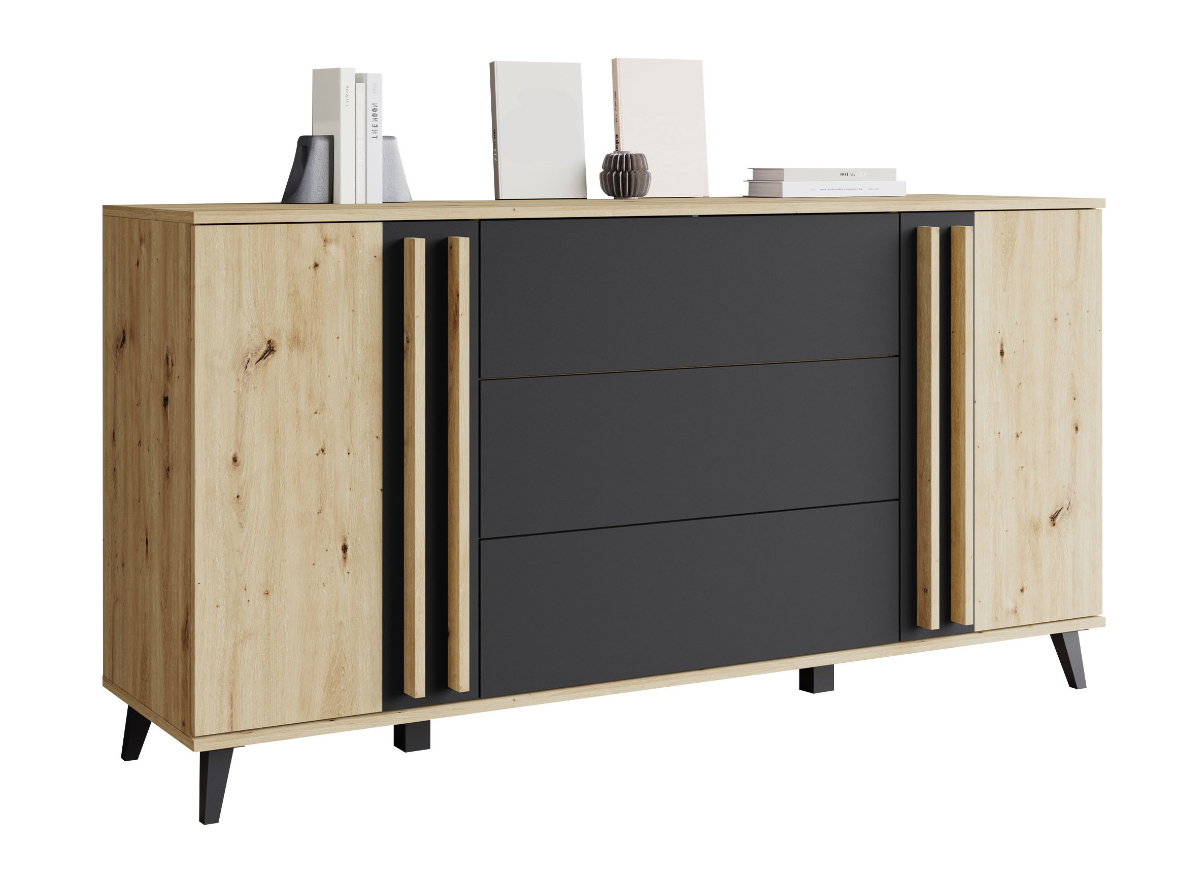 Comodă Facetor (Stejar artizan + Grafit)