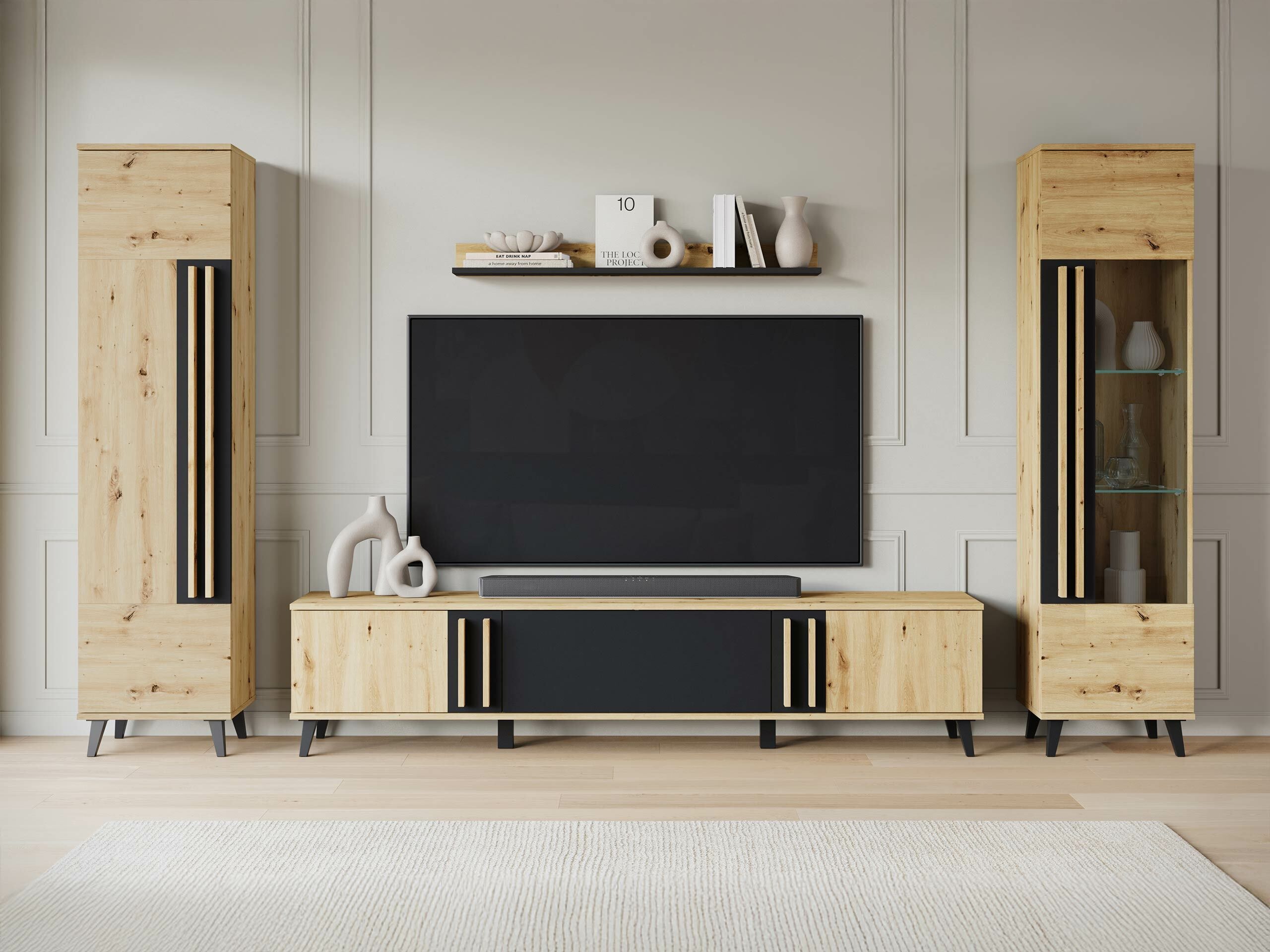 Comodă TV Facetor (Stejar artizan + Grafit)
